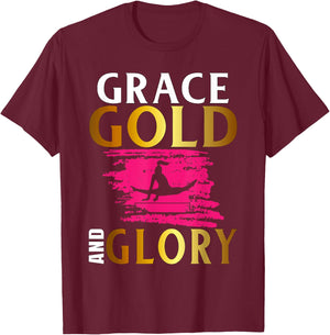 Grace Gold and Glory Female Gymnastics Gymnast T-Shirt - T-Shirt | Maroon