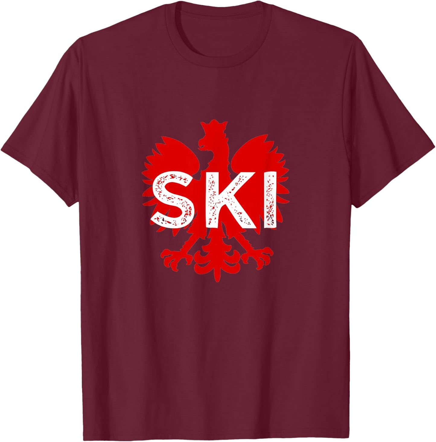 SKI Polish Surnames Ending Dyngus Day Polish Eagle Polska T-Shirt - T-Shirt | Maroon