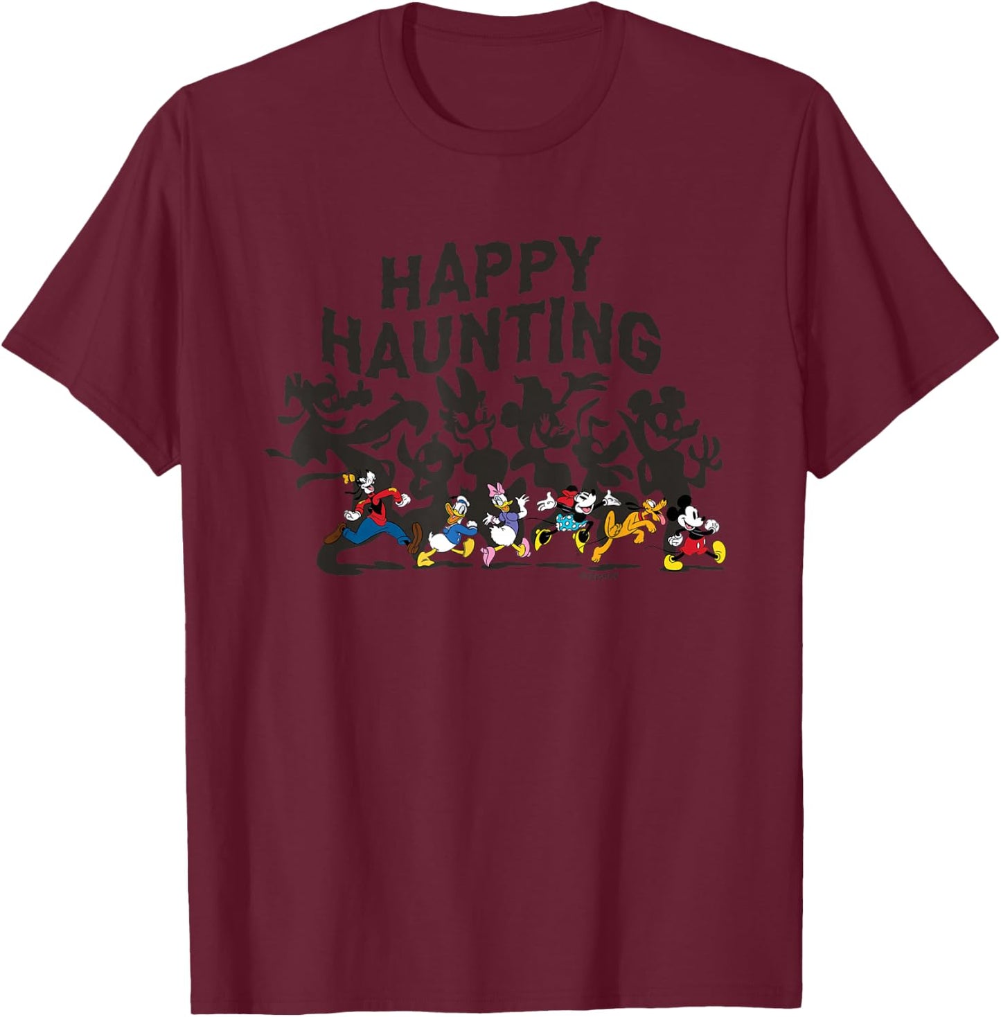 Halloween Mickey and Friends - Happy Haunting T-Shirt - T-Shirt | Maroon