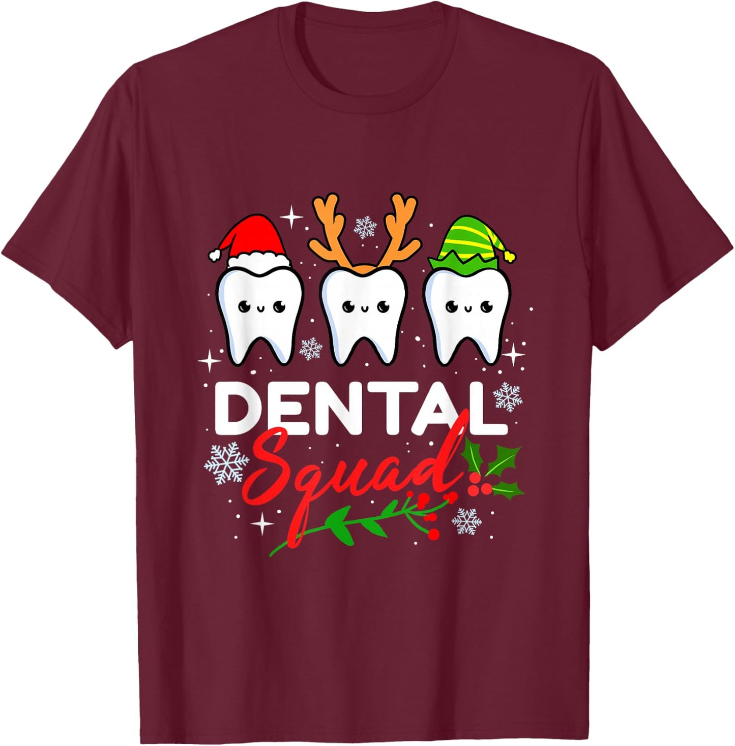 Dental Squad Dentist Christmas T-Shirt - T-Shirt | Maroon