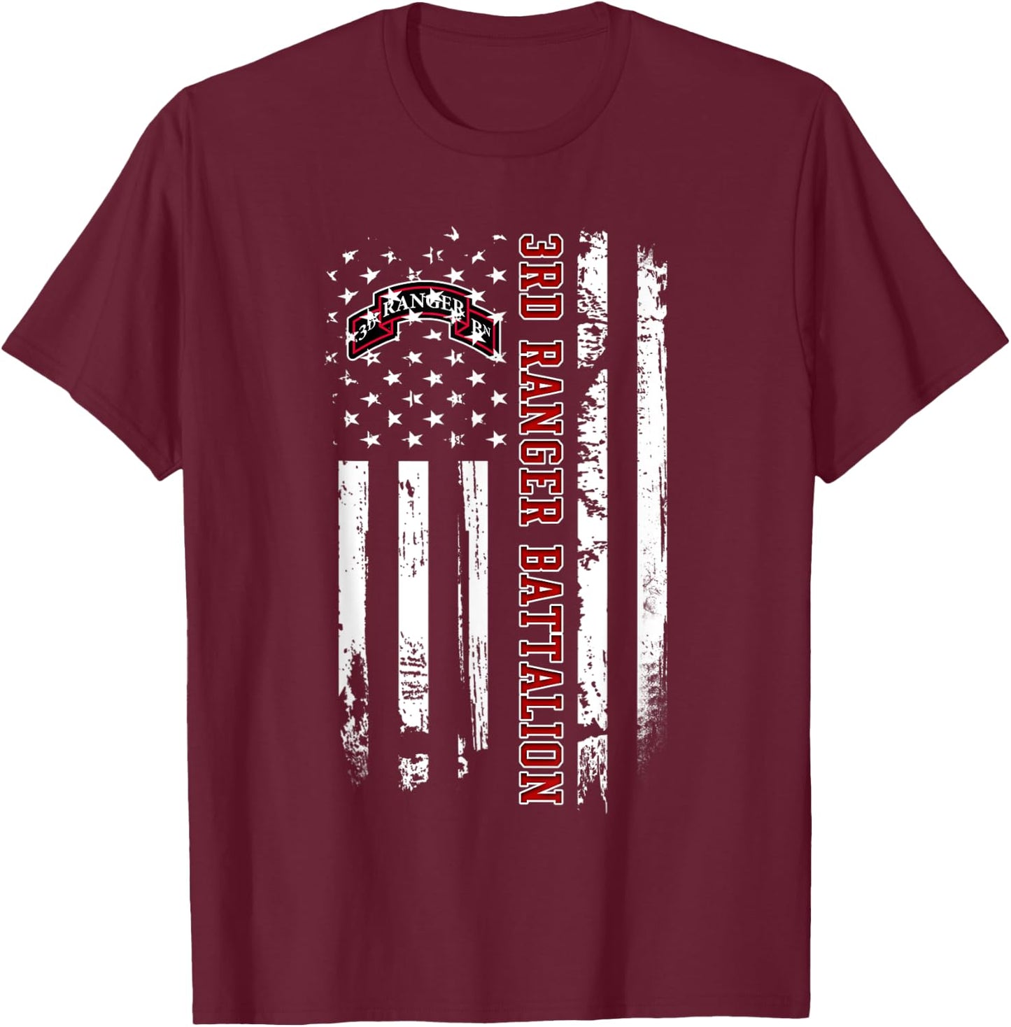 3rd Ranger Battalion Veteran USA Flag Veterans Day Xmas Men T-Shirt - T-Shirt | Maroon