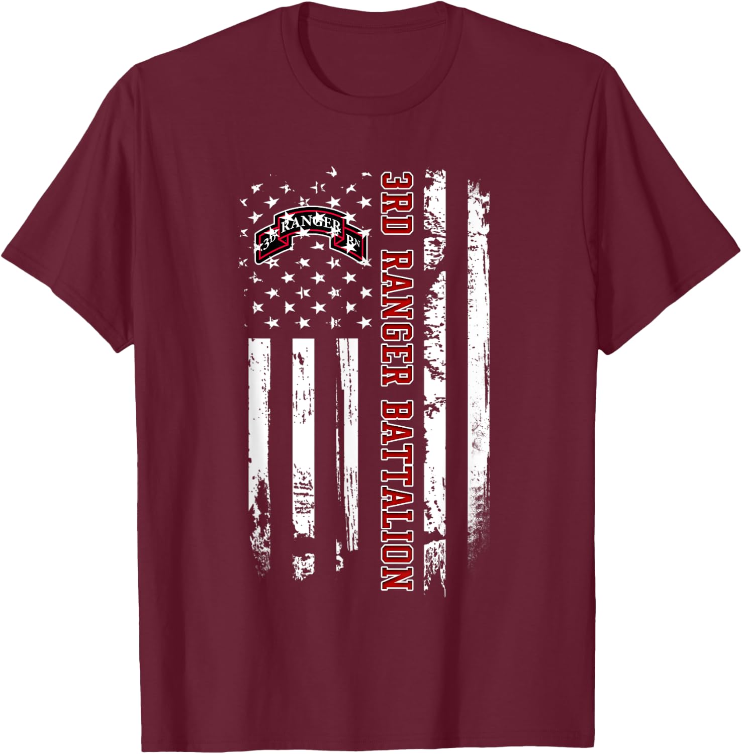 3rd Ranger Battalion Veteran USA Flag Veterans Day Xmas Men T-Shirt - T-Shirt | Maroon