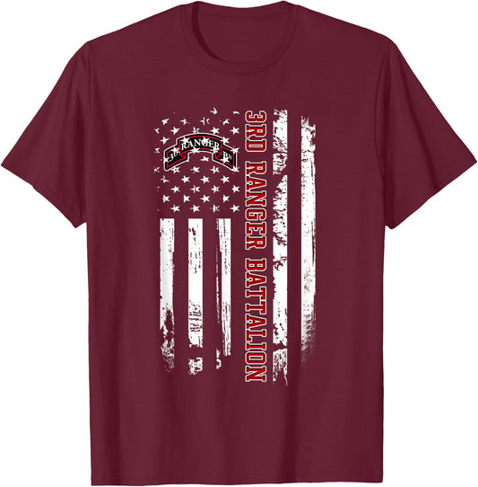 3rd Ranger Battalion Veteran USA Flag Veterans Day Xmas Men T-Shirt - T-Shirt | Maroon