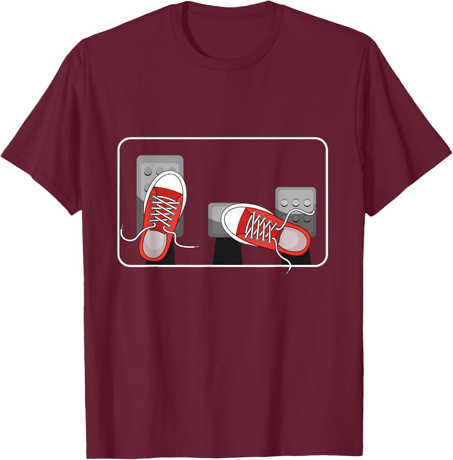 Three Pedals Manual Transmission Car T-Shirt - T-Shirt | Maroon
