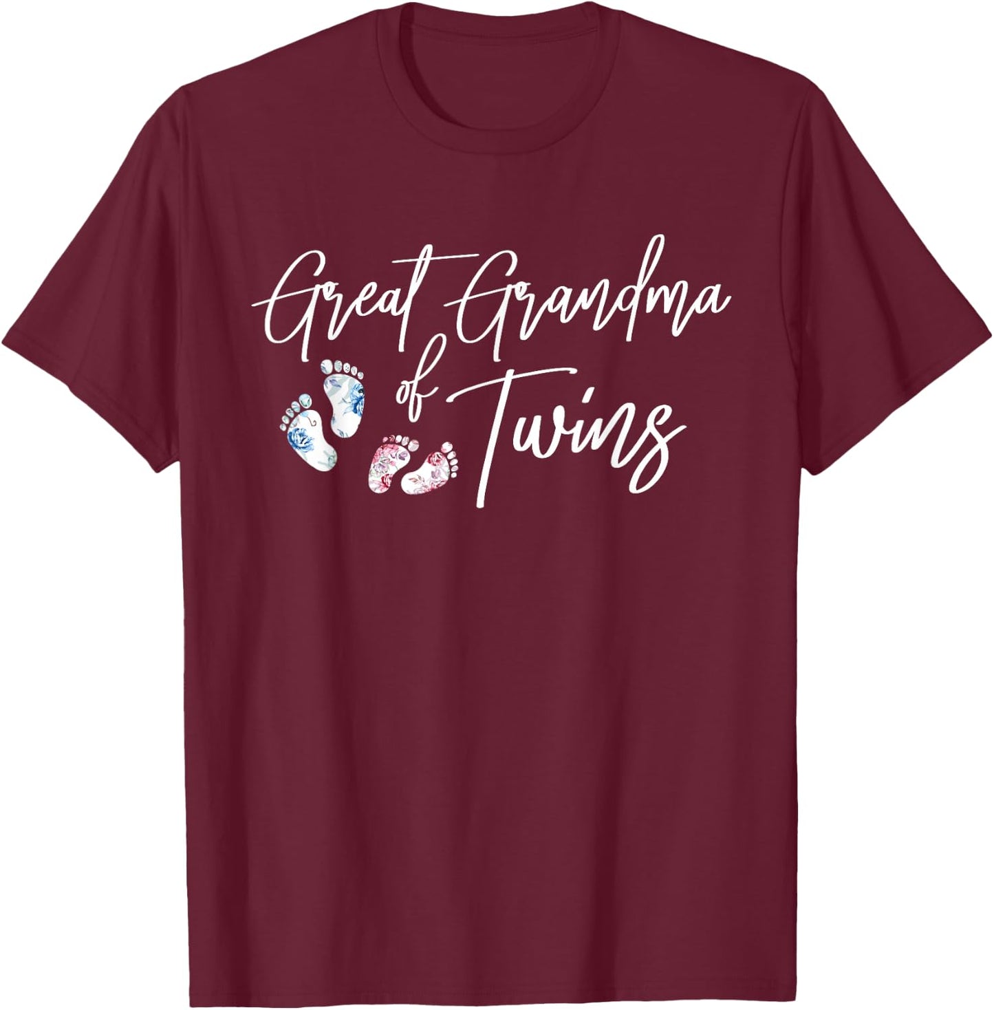 Great Grandma Of Twins Proud Twin Great Grandma T-Shirt - T-Shirt | Maroon