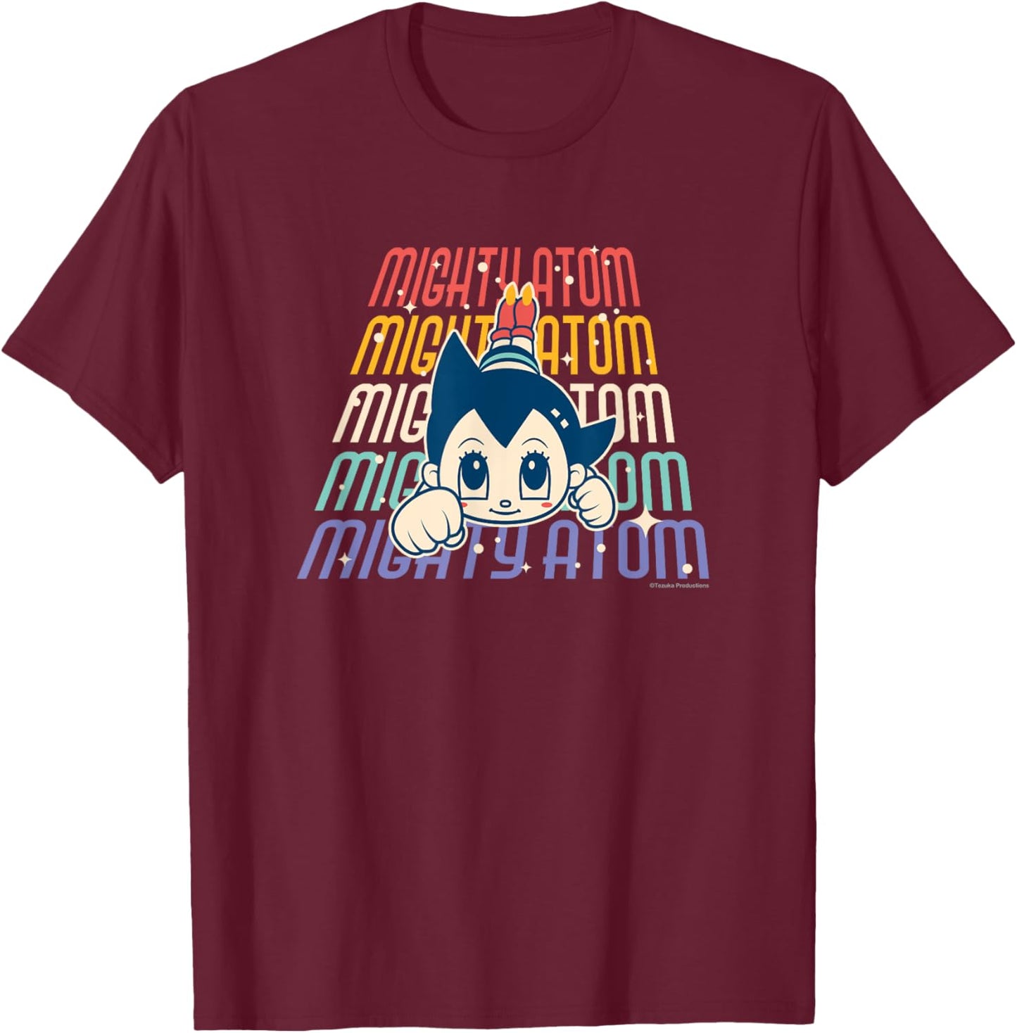 Astro Arm Atom Retro (Flying Atom) (C) Tezuka Productions T-Shirt - T-Shirt | Maroon