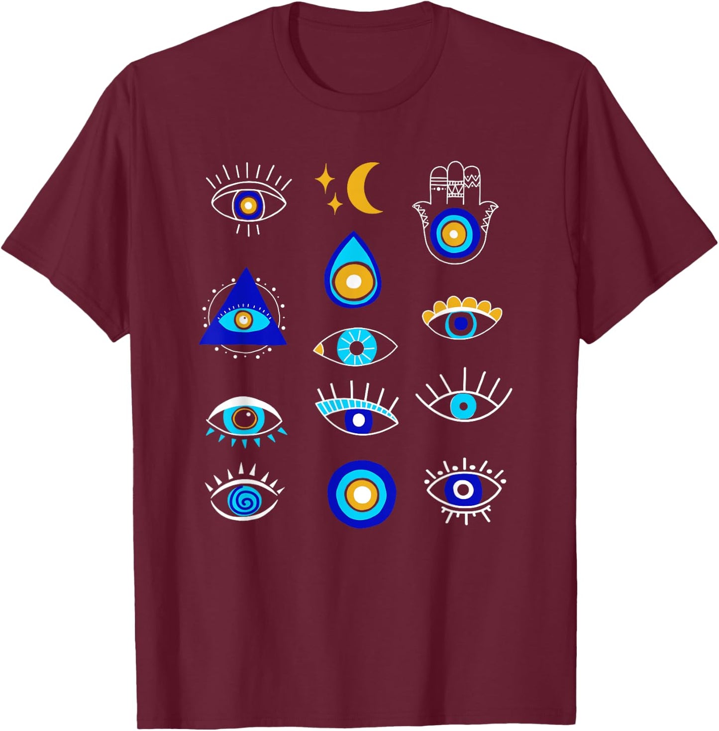 Evil Eye Curse Protection Seeing Eyes Nazar Mati Evil Eye T-Shirt - T-Shirt | Maroon