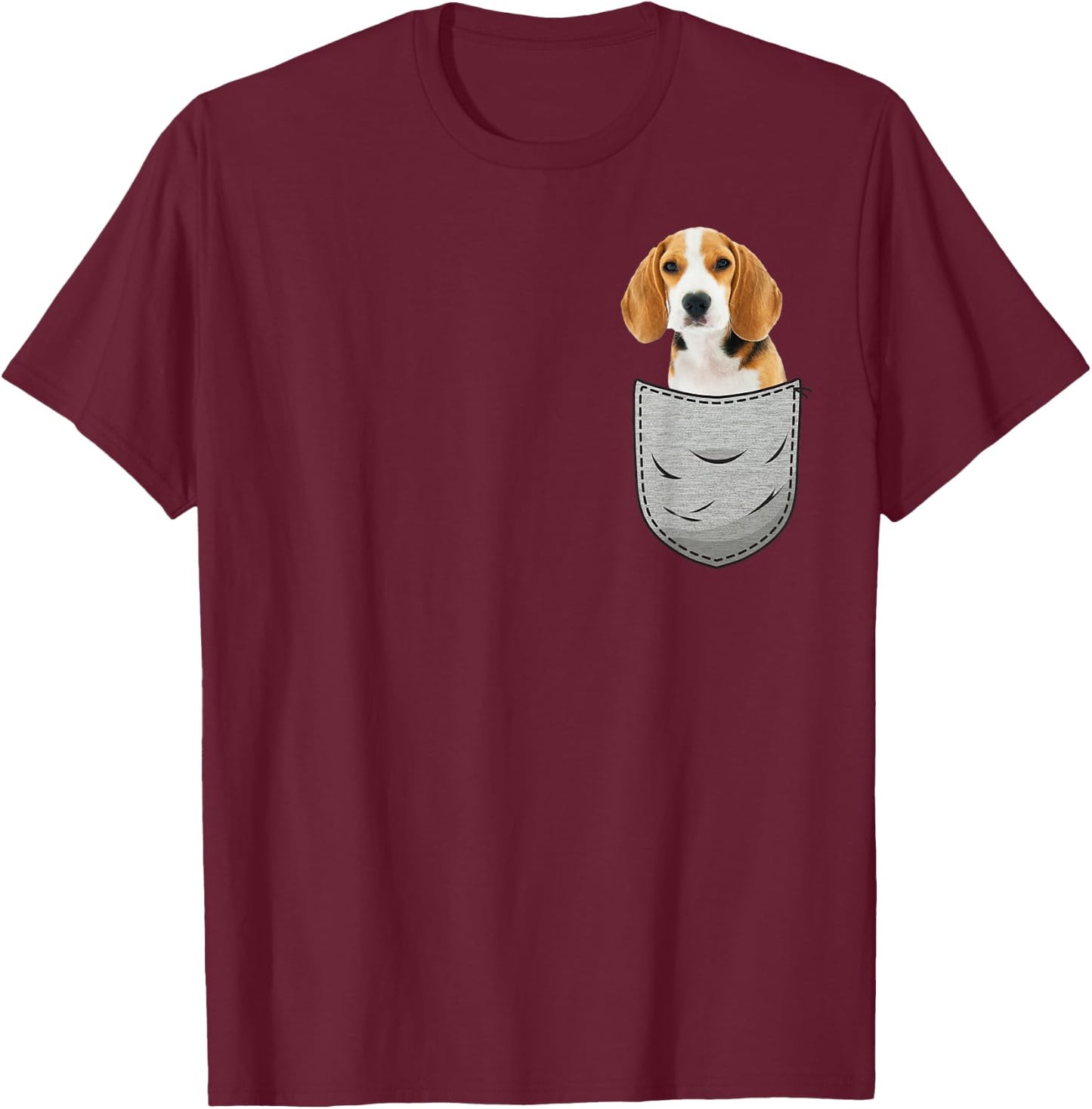 Beagle Chest Pocket for Dog Owners Men Women Girls Kids T-Shirt - T-Shirt | Maroon