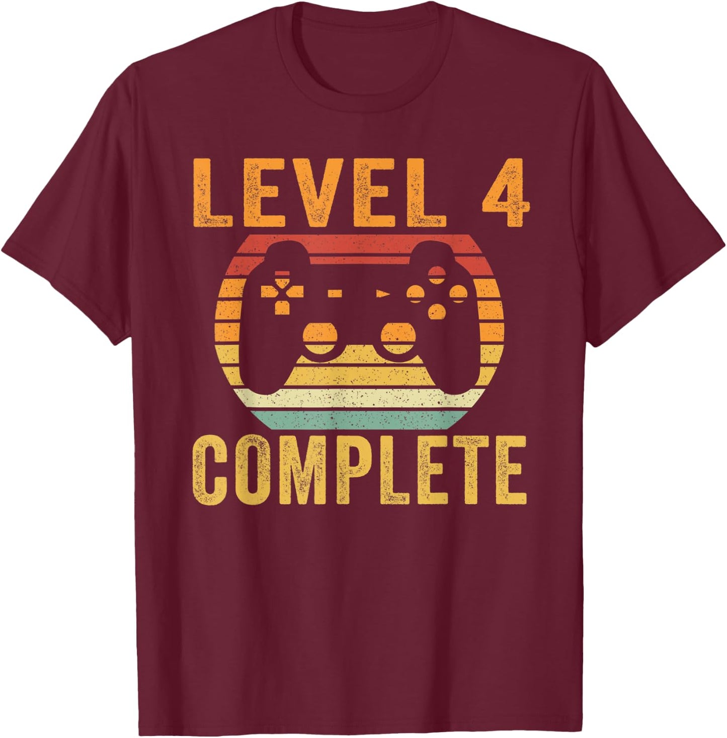Vintage Level 4th Complete 4 Year Wedding Anniversary T-Shirt - T-Shirt | Maroon