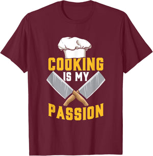 Cooking Is My Passion - Chef & Cook Funny Culinary T-Shirt - T-Shirt | Maroon
