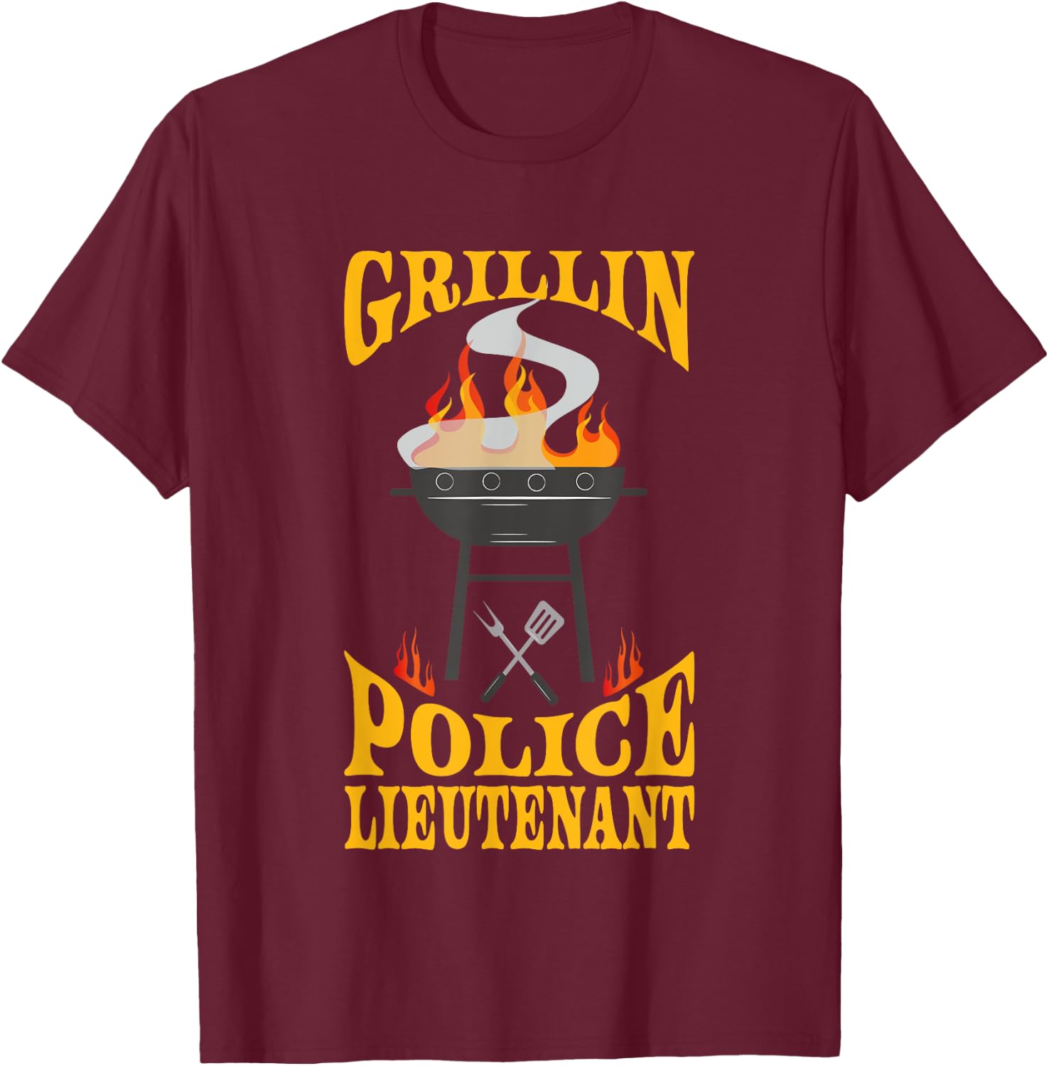 Police Lieutenant BBQ Grill Smoker & Barbecue Chef T-Shirt - T-Shirt | Maroon