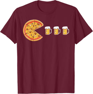 Pizza Beer Funny Beer Pizza Pizza Beer T-Shirt - T-Shirt | Maroon
