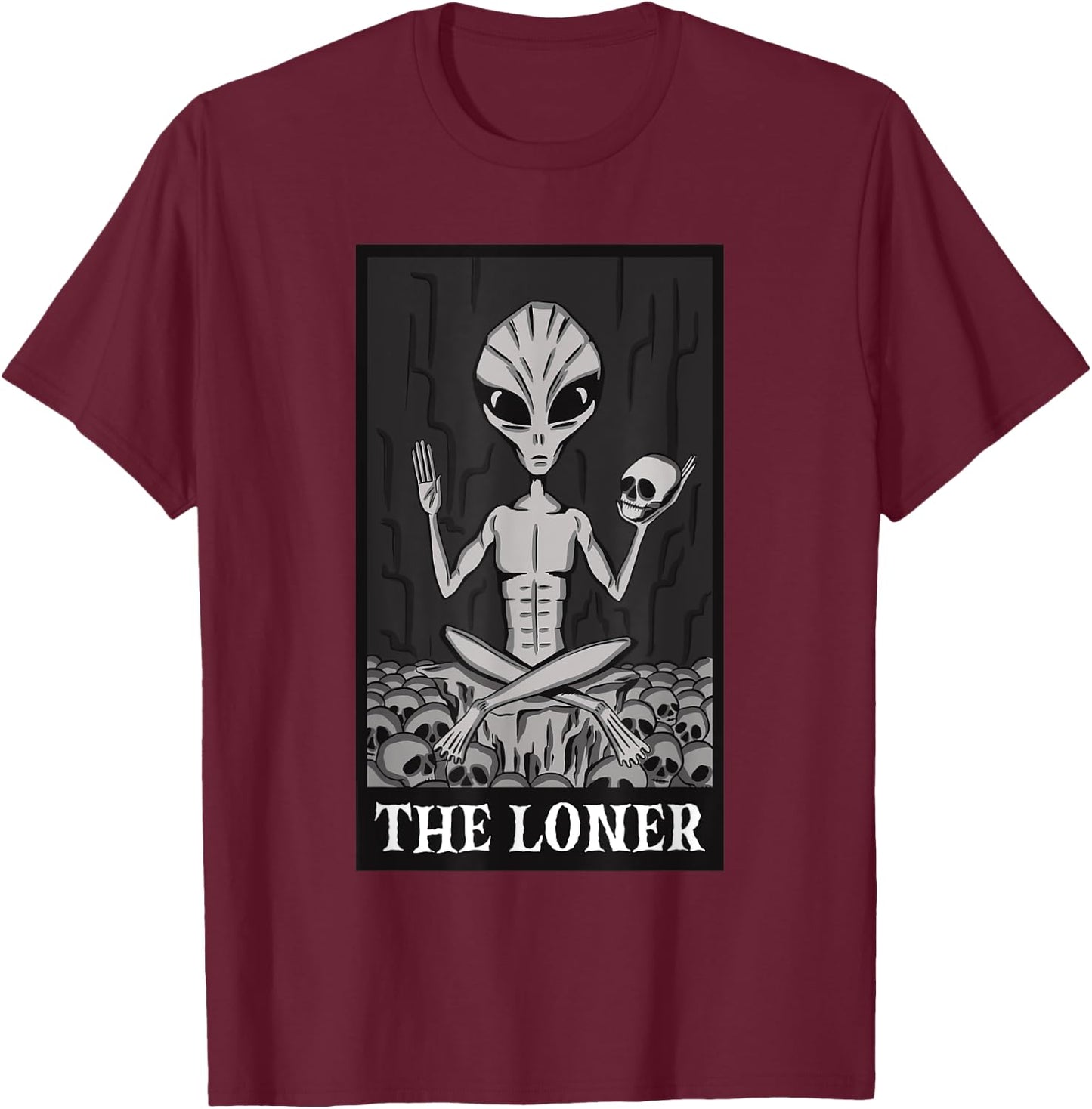 The Loner Lazy Halloween Costume Funny Alien Skeleton Skull T-Shirt - T-Shirt | Maroon