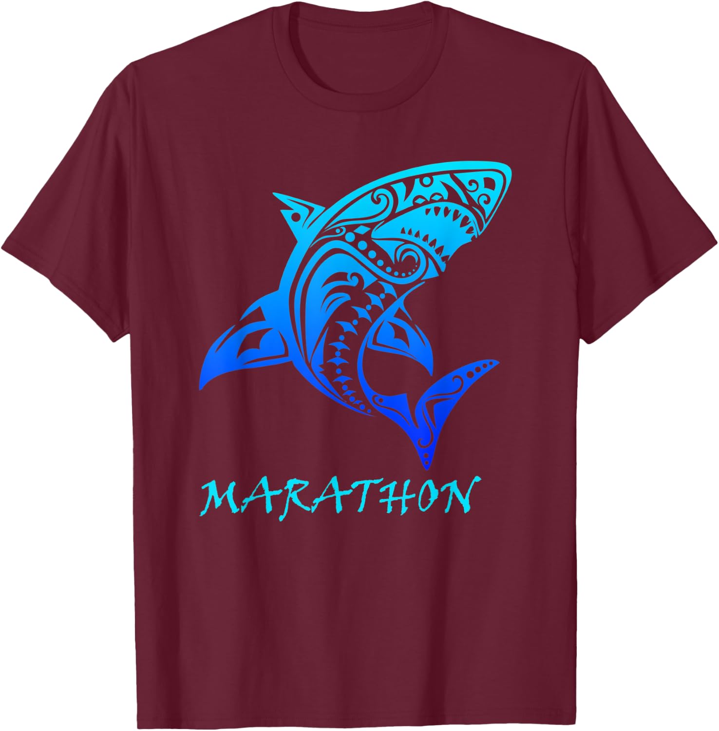 Marathon, Florida Keys Vintage Retro Tribal Shark Vacation T-Shirt - T-Shirt | Maroon