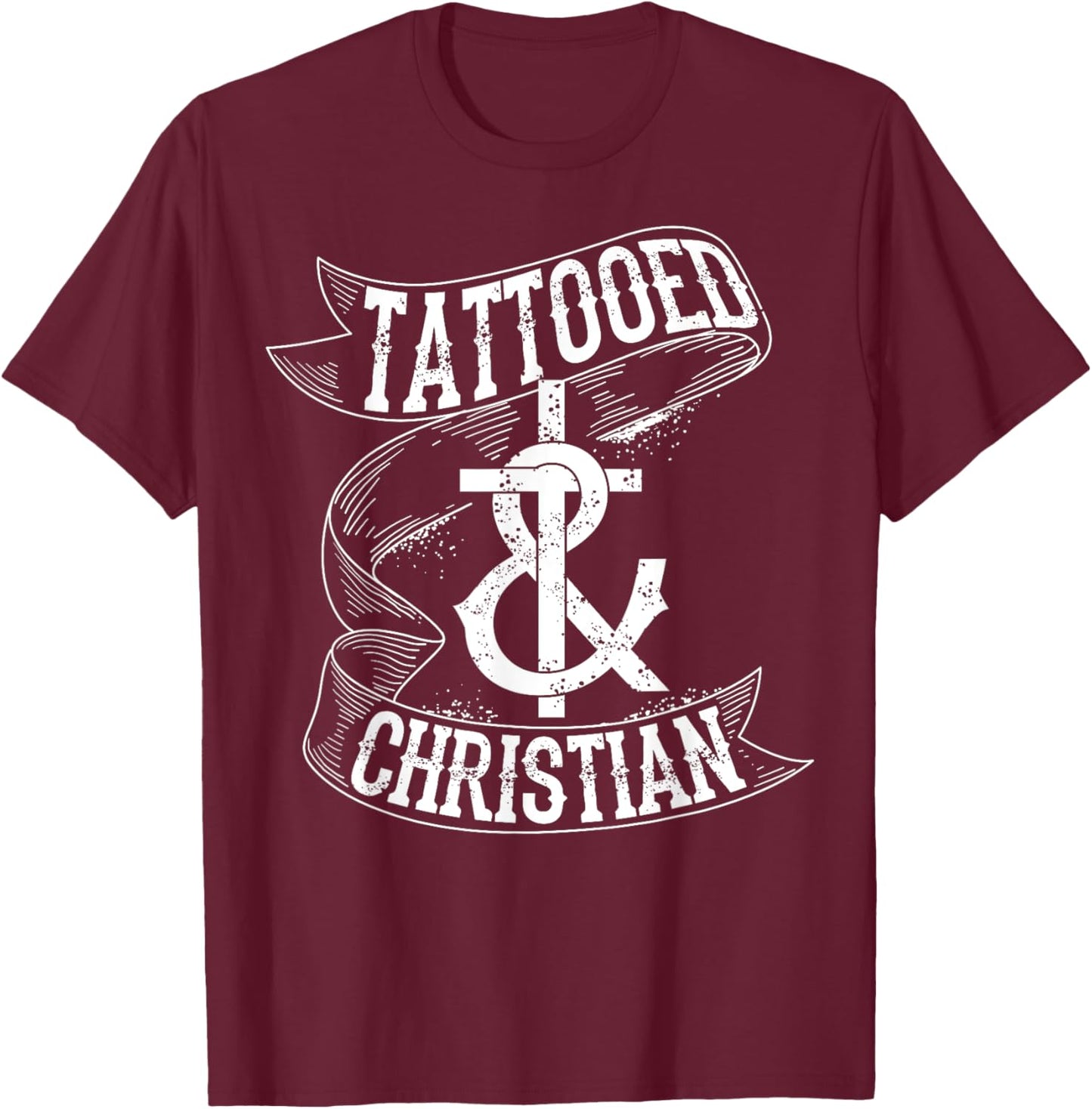 Cool Tattooed & Christian | Cute Inked Lover Believer Gift T-Shirt - T-Shirt | Maroon