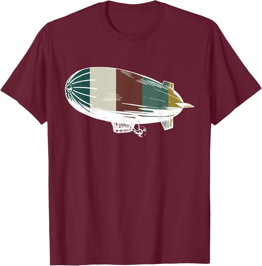 Retro Airship - Vintage Blimp / Zeppelin for Aircraft Lovers T-Shirt - T-Shirt | Maroon
