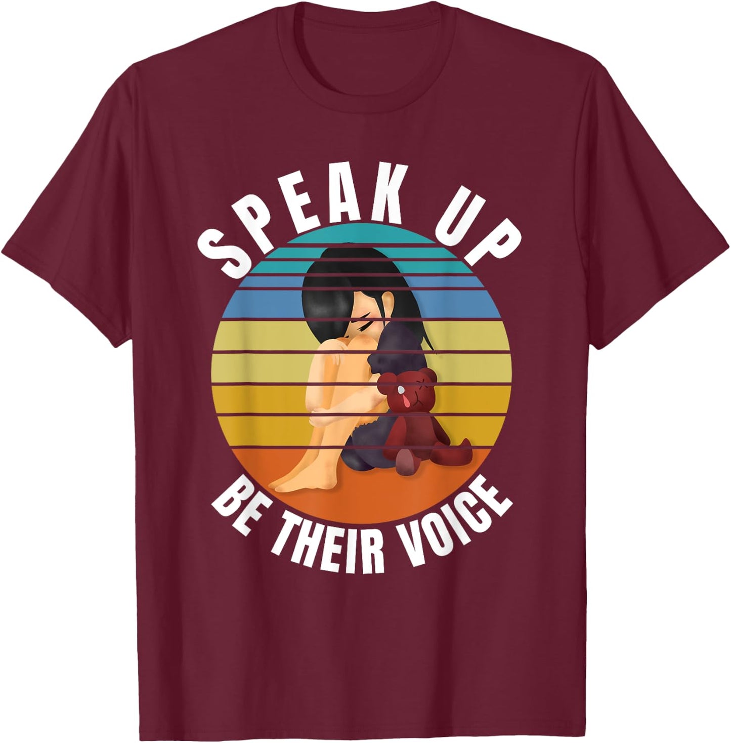Stop Child Abuse - Save the Kids End Child Trafficking T-Shirt - T-Shirt | Maroon