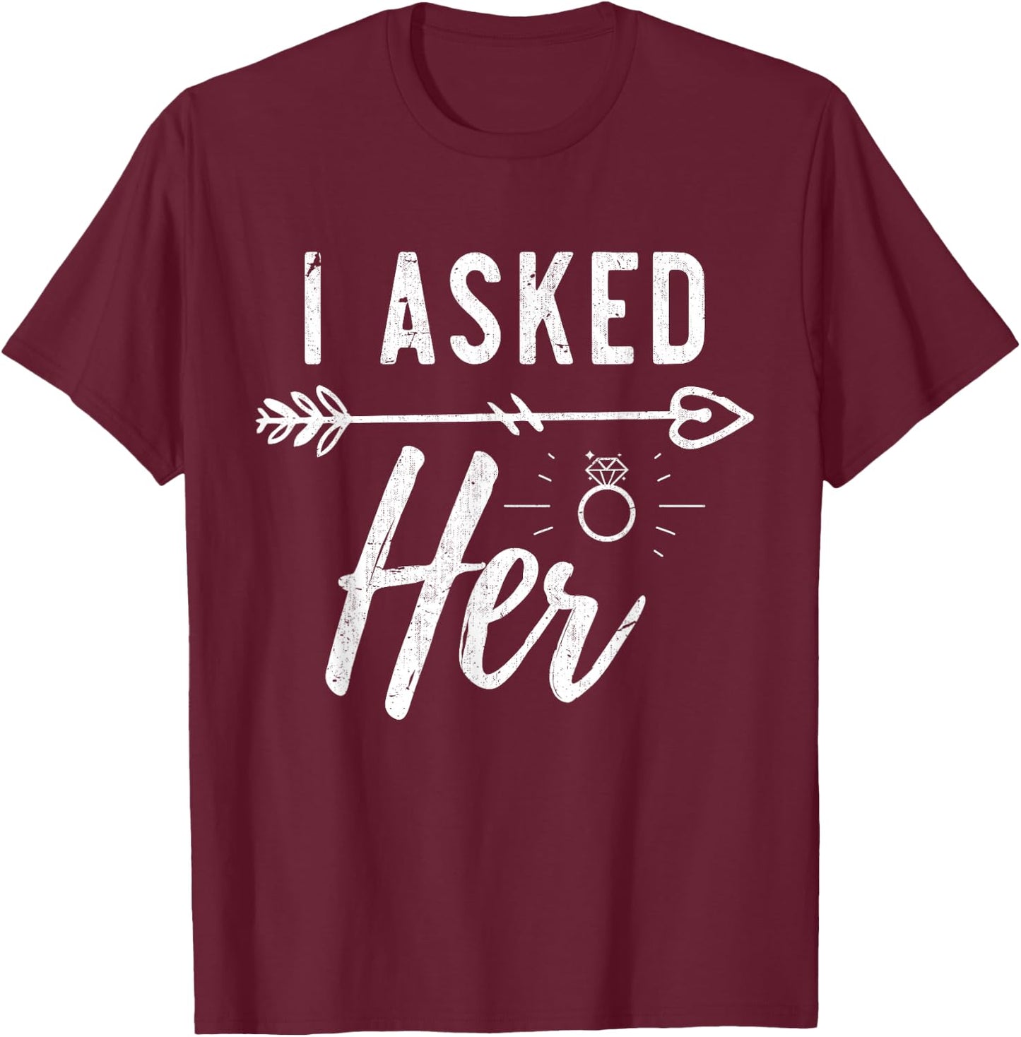 Engaged Couple Wedding Engagement Gift -Adults Black Modern Lace Engagement T-Shirt - T-Shirt | Maroon