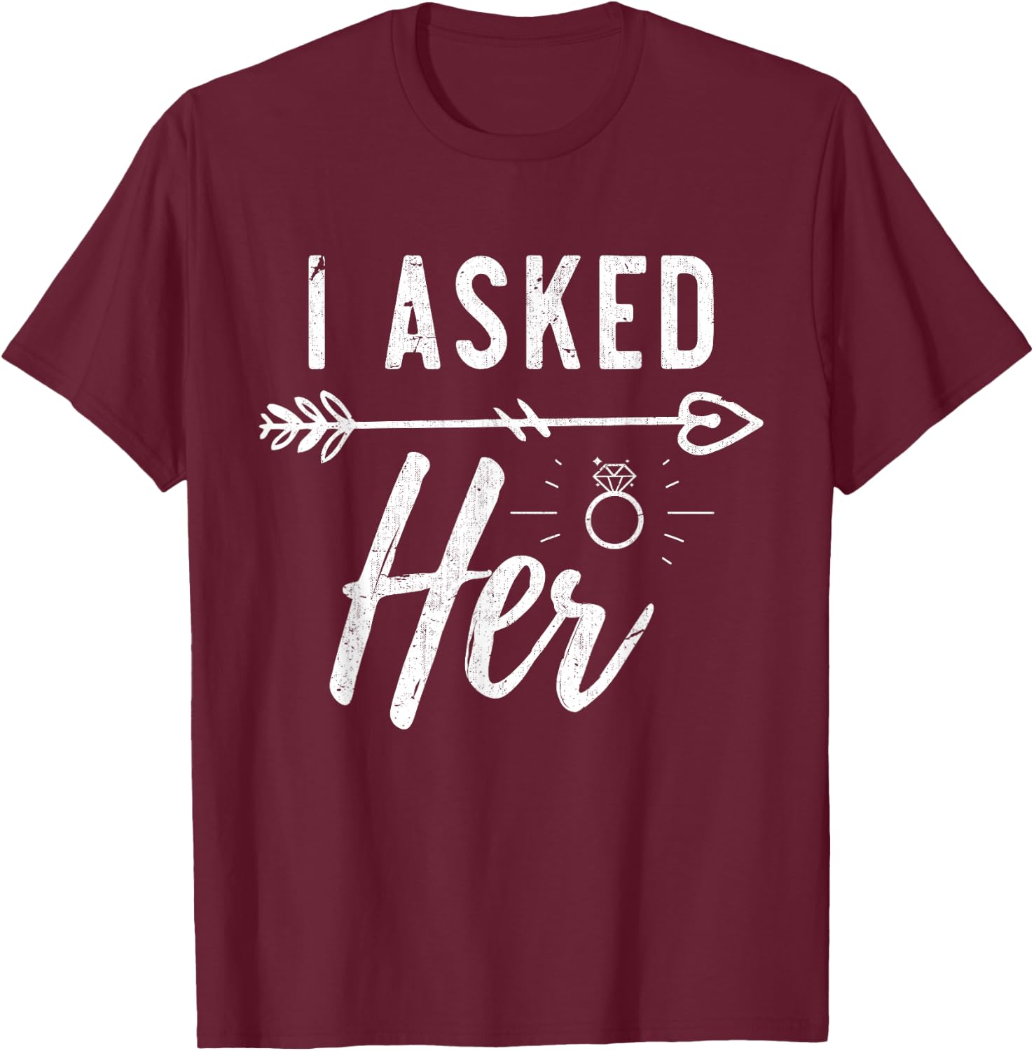 Engaged Couple Wedding Engagement Gift -Adults Black Modern Lace Engagement T-Shirt - T-Shirt | Maroon