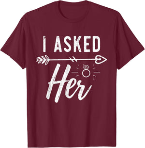 Engaged Couple Wedding Engagement Gift -Adults Black Modern Lace Engagement T-Shirt - T-Shirt | Maroon