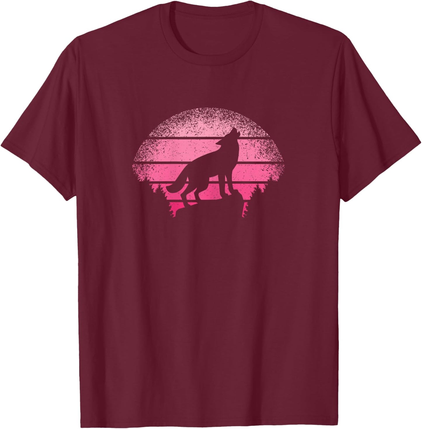 Wolf Wildlife Animal Wilderness Cute Retro Wolf Girls Women T-Shirt - T-Shirt | Maroon