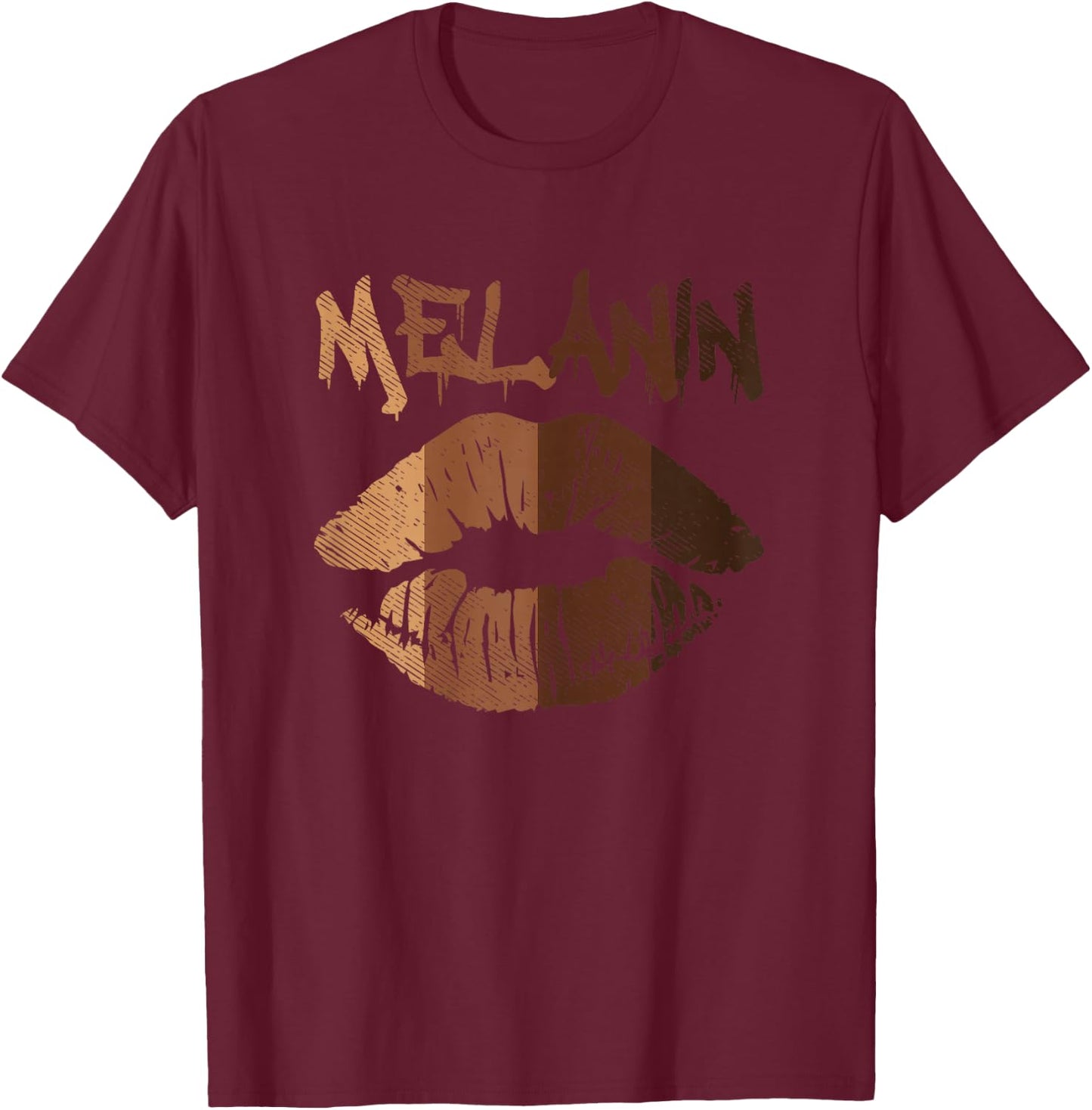 Melanin Lip Kiss BLM BHM Black History Afro Pride Women Gift T-Shirt - T-Shirt | Maroon