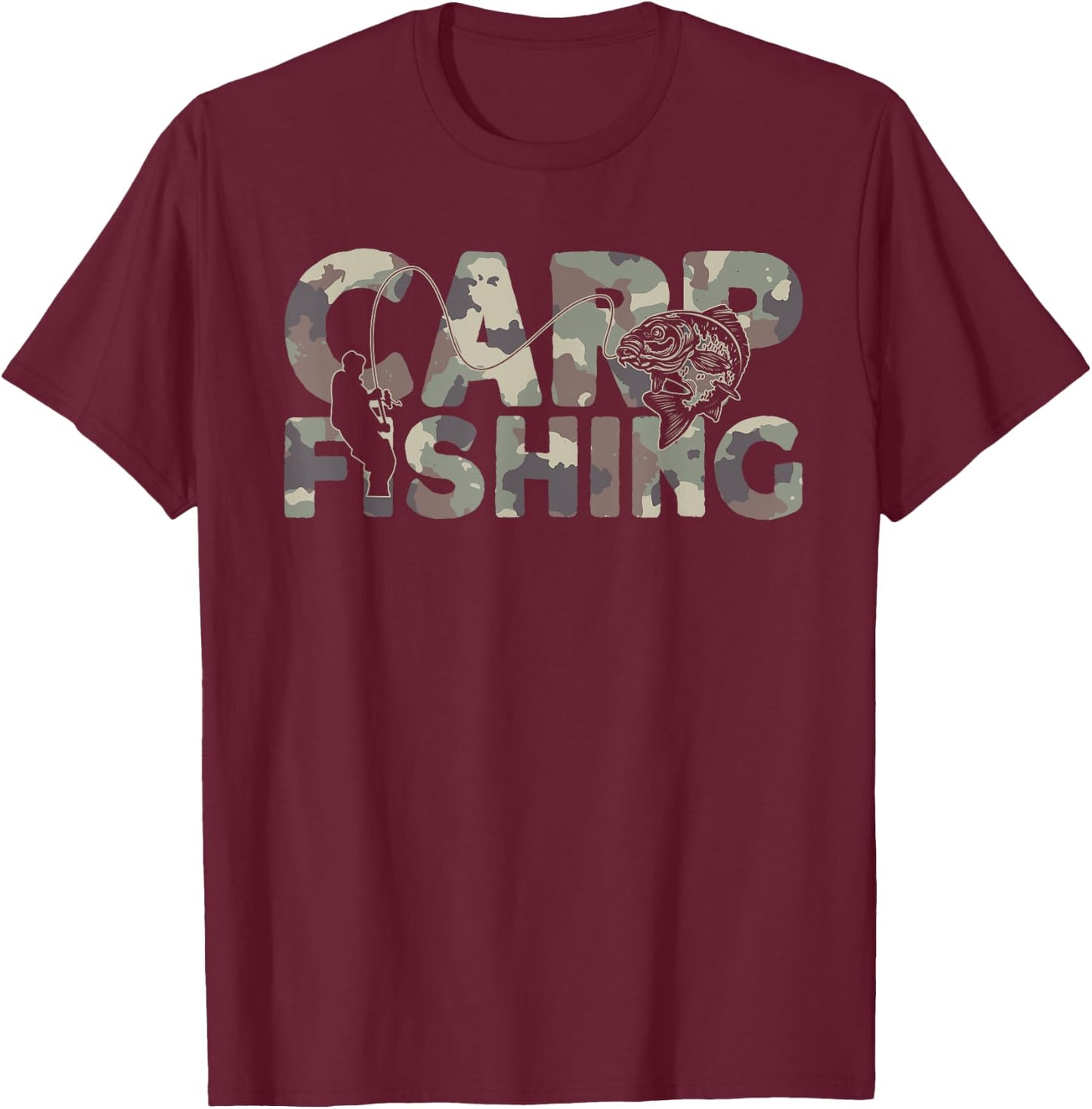 Carp Fisherman Camouflage Carp Fishing T-Shirt - T-Shirt | Maroon