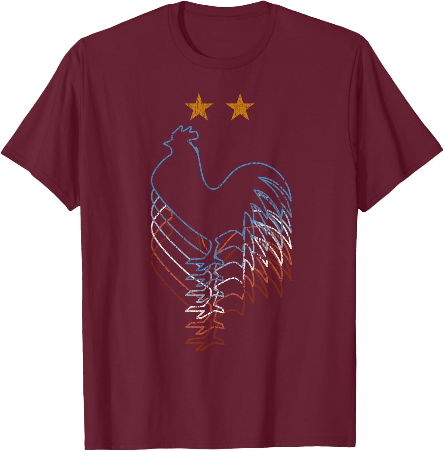 Retro France Soccer Shirt 2018 French Flag ALLEZ LES BLEUS T-Shirt - T-Shirt | Maroon