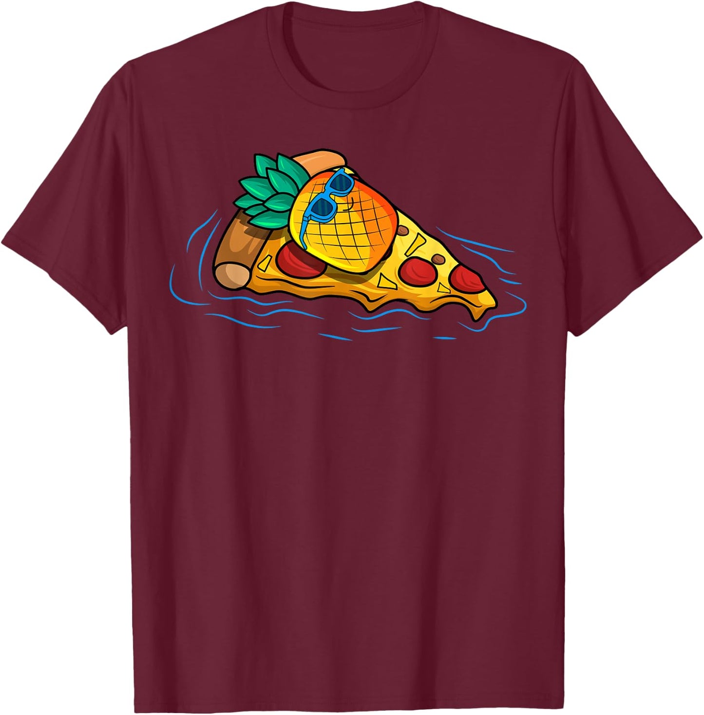 Pineapple Pizza Hawaiian Floating Food Snack Lover T-Shirt - T-Shirt | Maroon