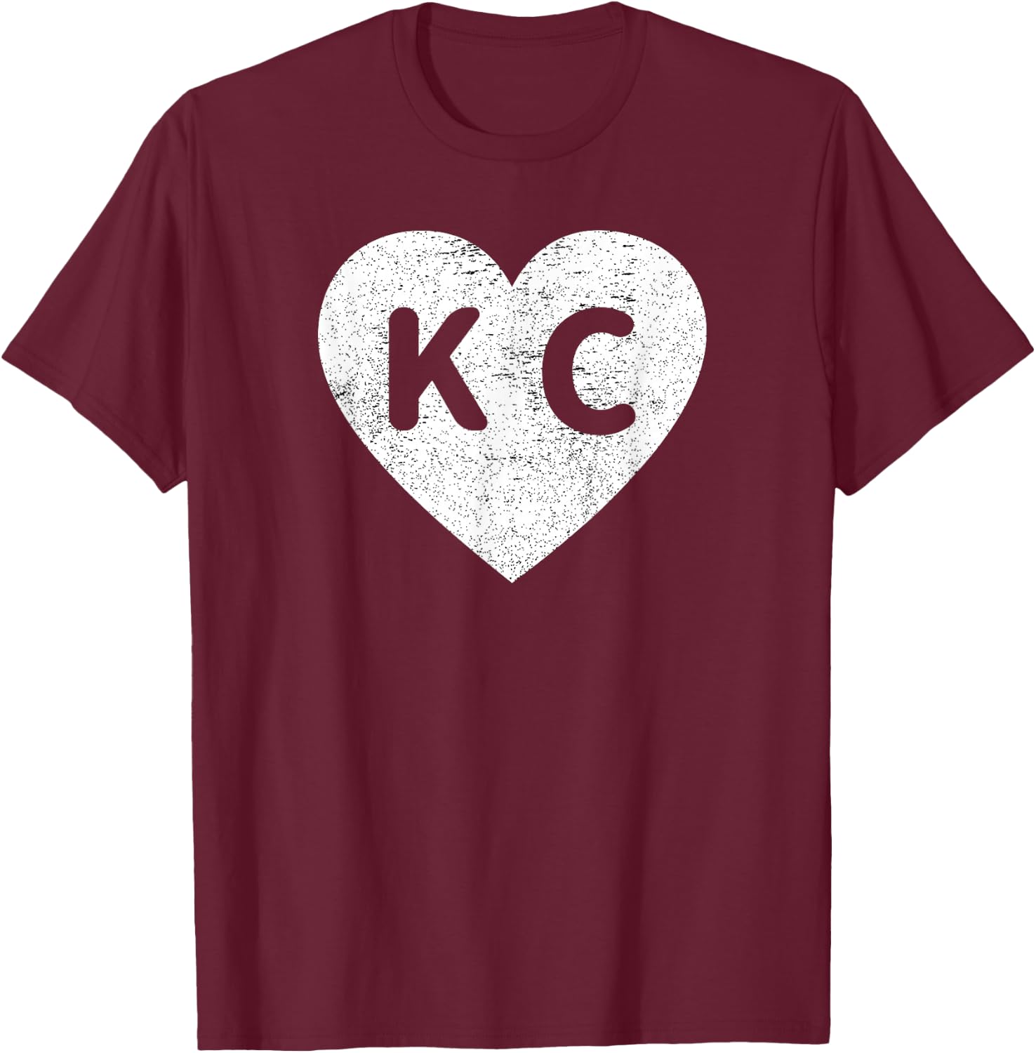 Vintage Distressed Love Kansas City KC Heart Print T-Shirt - T-Shirt | Maroon
