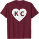 Vintage Distressed Love Kansas City KC Heart Print T-Shirt - T-Shirt | Maroon