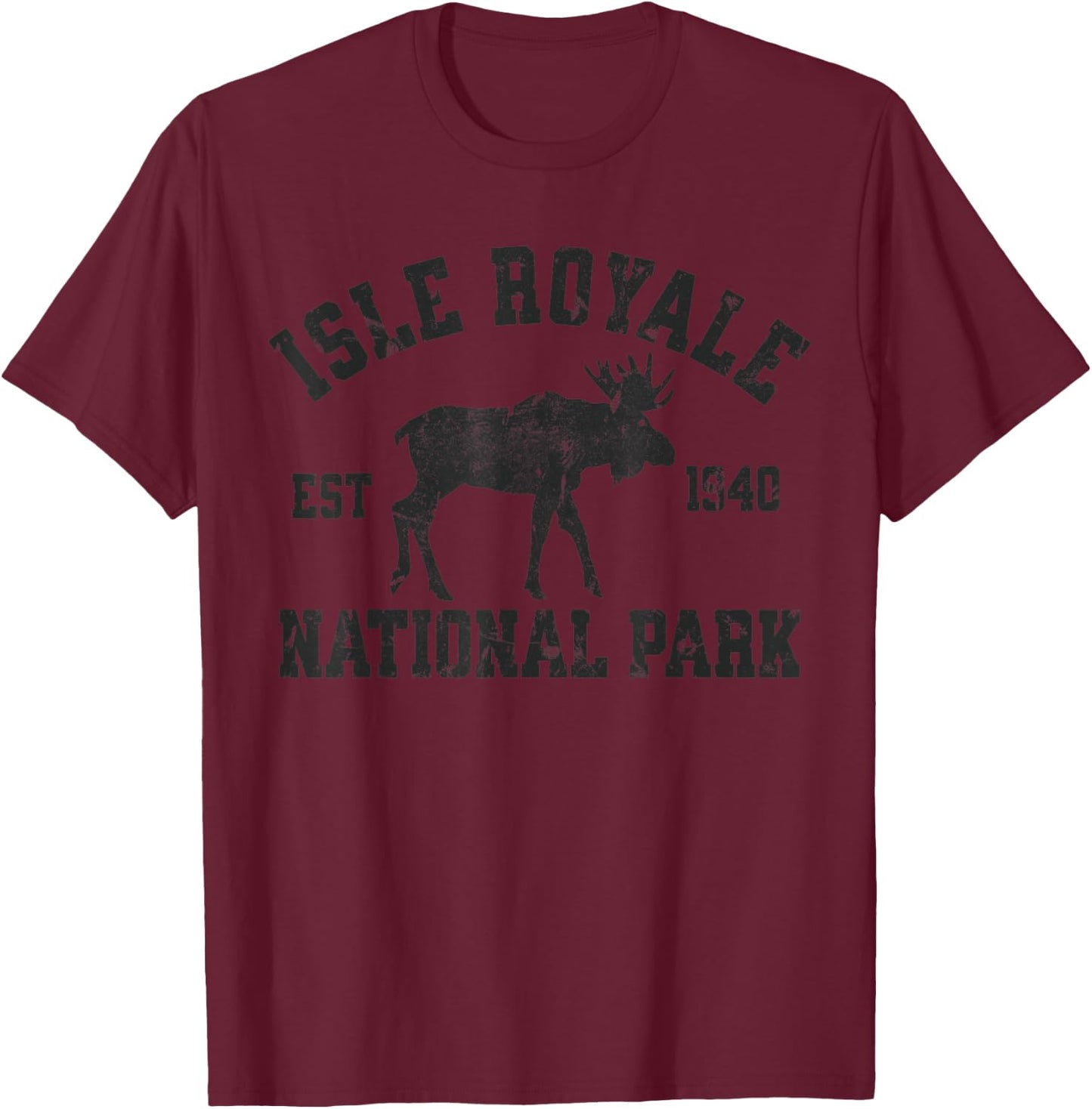 Isle Royale National Park Michigan Nature Moose Outdoors T-Shirt - T-Shirt | Maroon