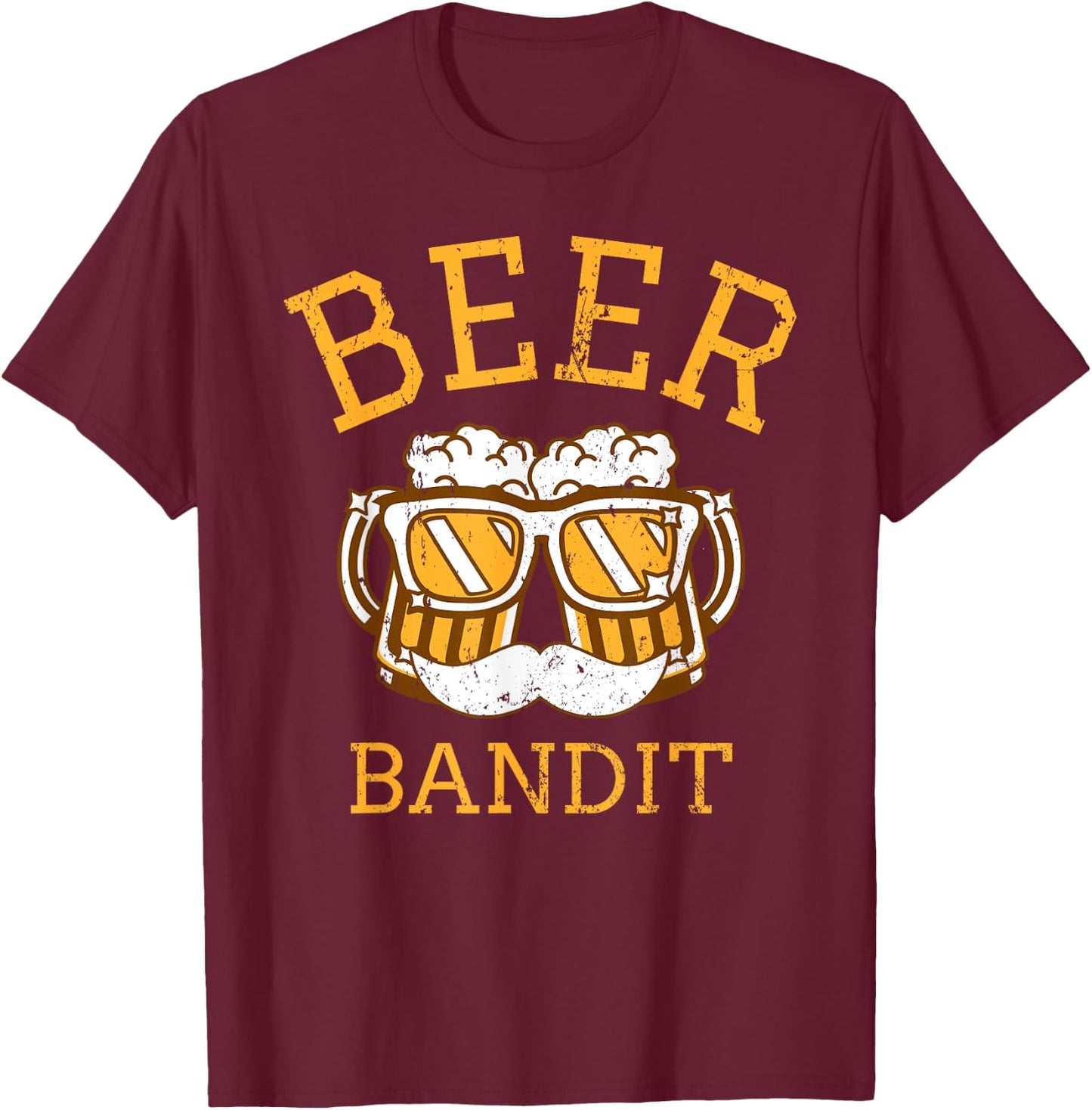 The Beer Bandit - Funny Beer Drinking T-Shirt - T-Shirt | Maroon