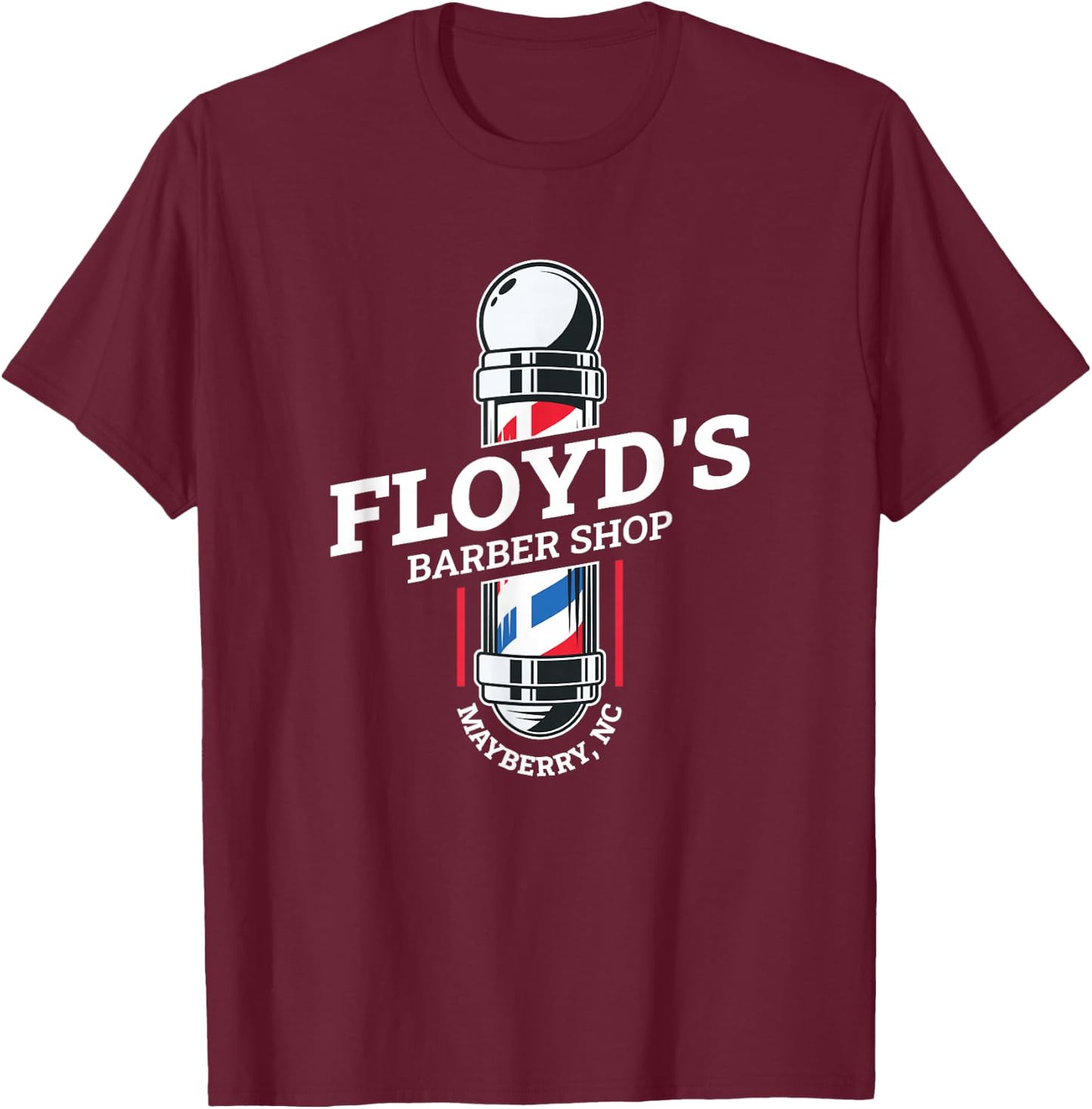 Floyd’s Barber Shop Mayberry North Carolina T-Shirt - T-Shirt | Maroon