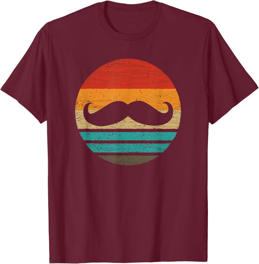 Mustache Retro Style Vintage T-Shirt - T-Shirt | Maroon