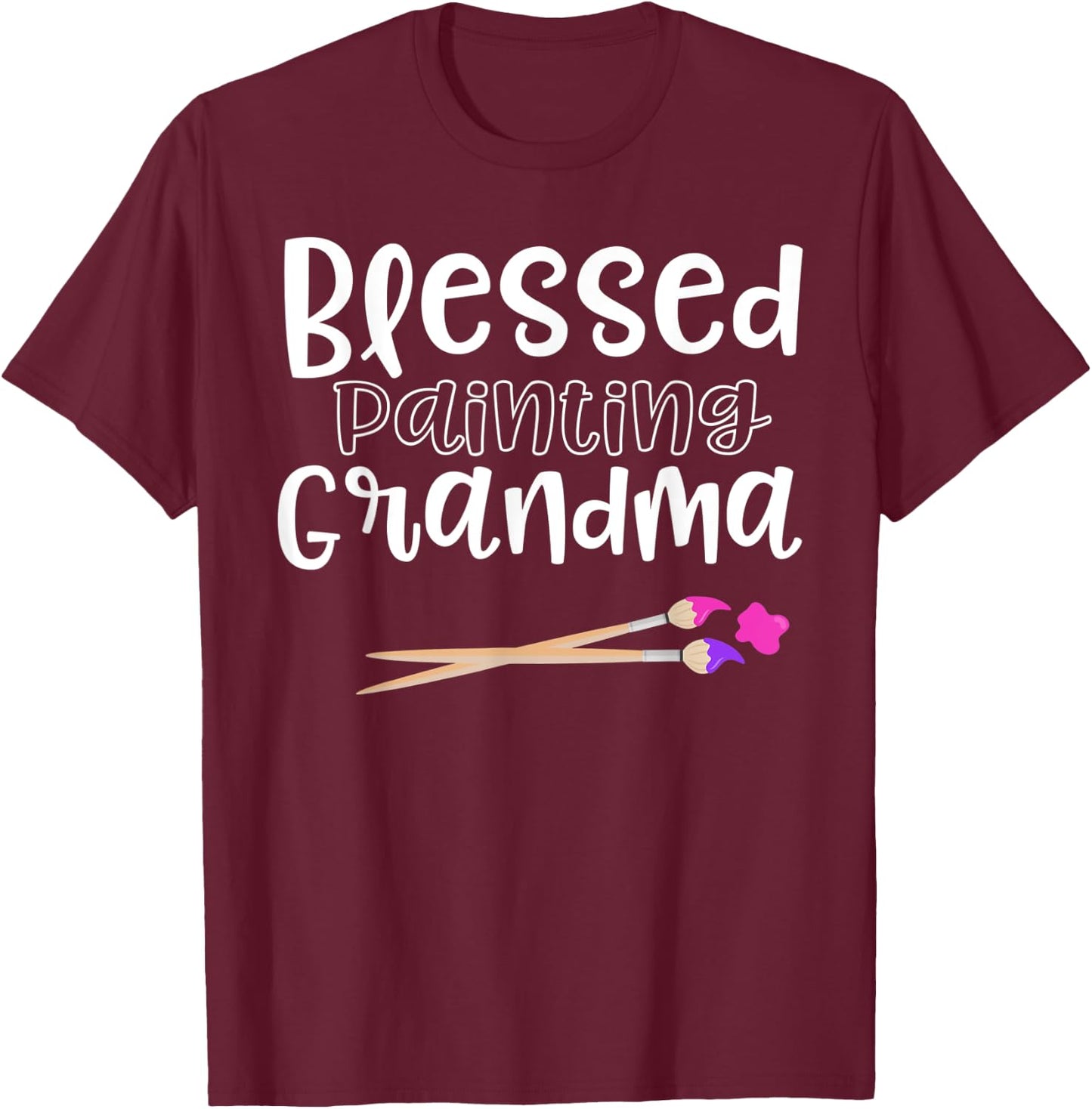 Art Gifts Artist Blessed Painting Grandma Shirt T-Shirt - T-Shirt | Maroon