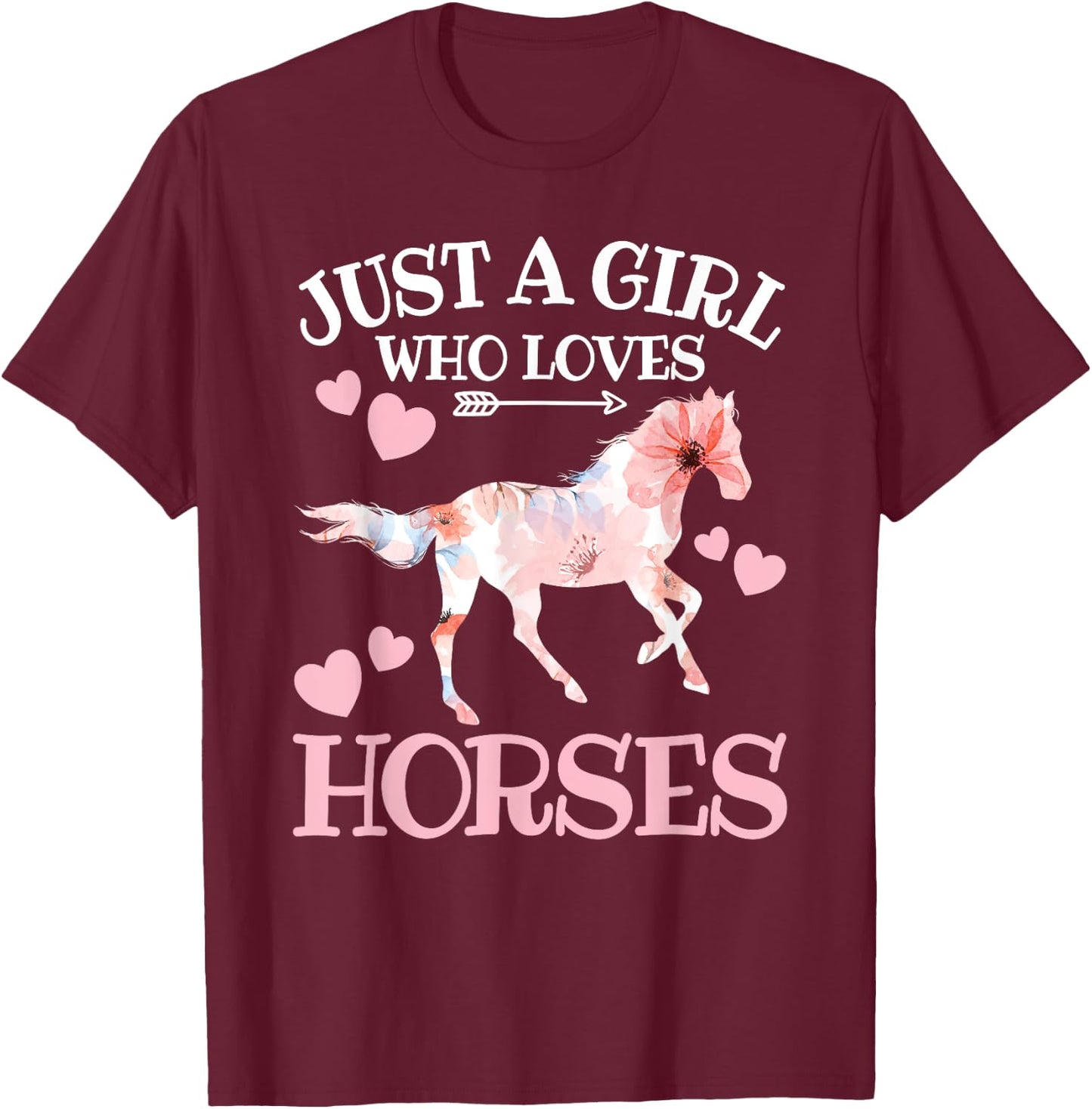 Just A Girl Who Loves Horses Teen Girls Horse Lover T-Shirt - T-Shirt | Maroon