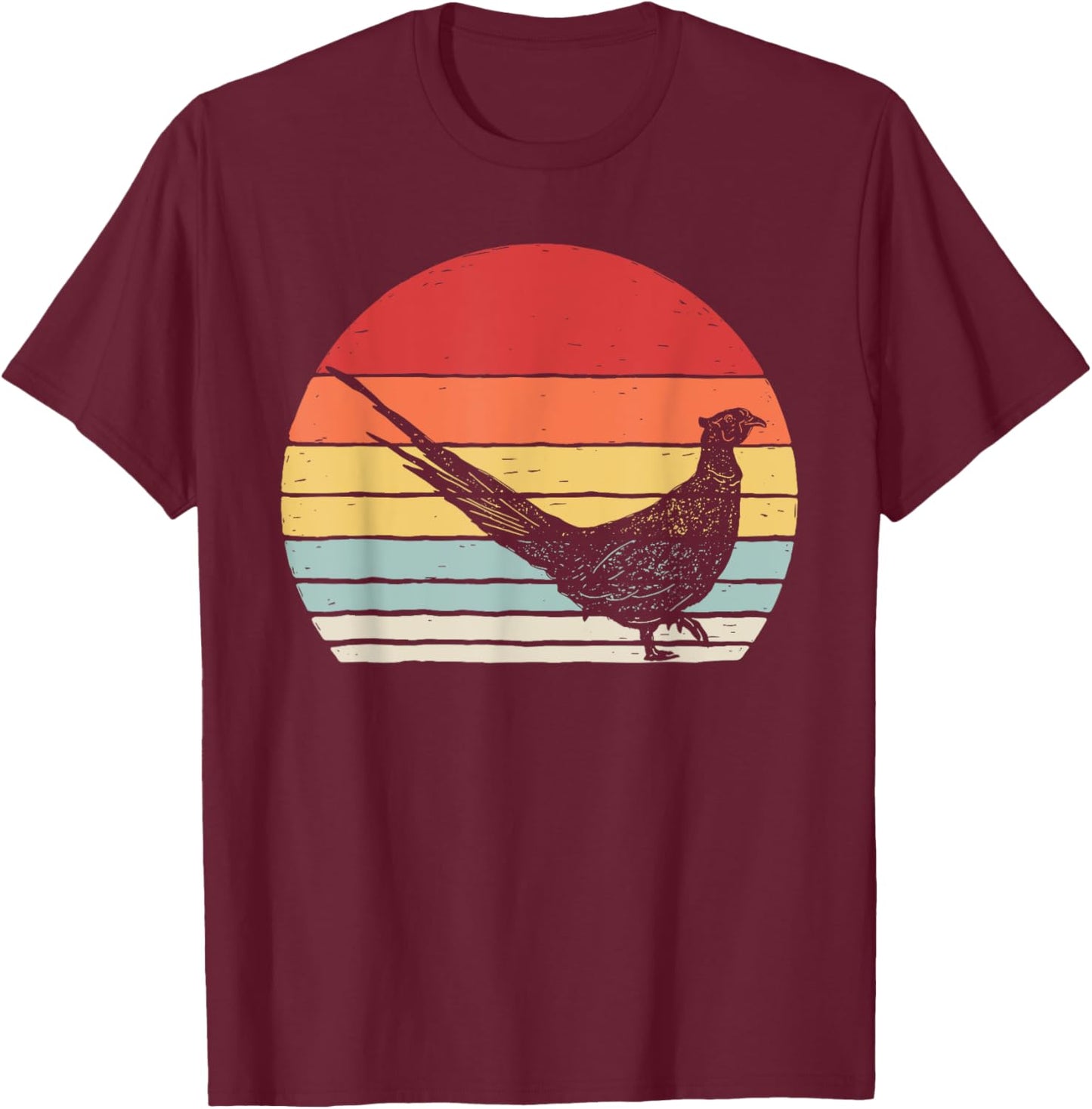 Vintage Retro Pheasant Bird T-Shirt - T-Shirt | Maroon