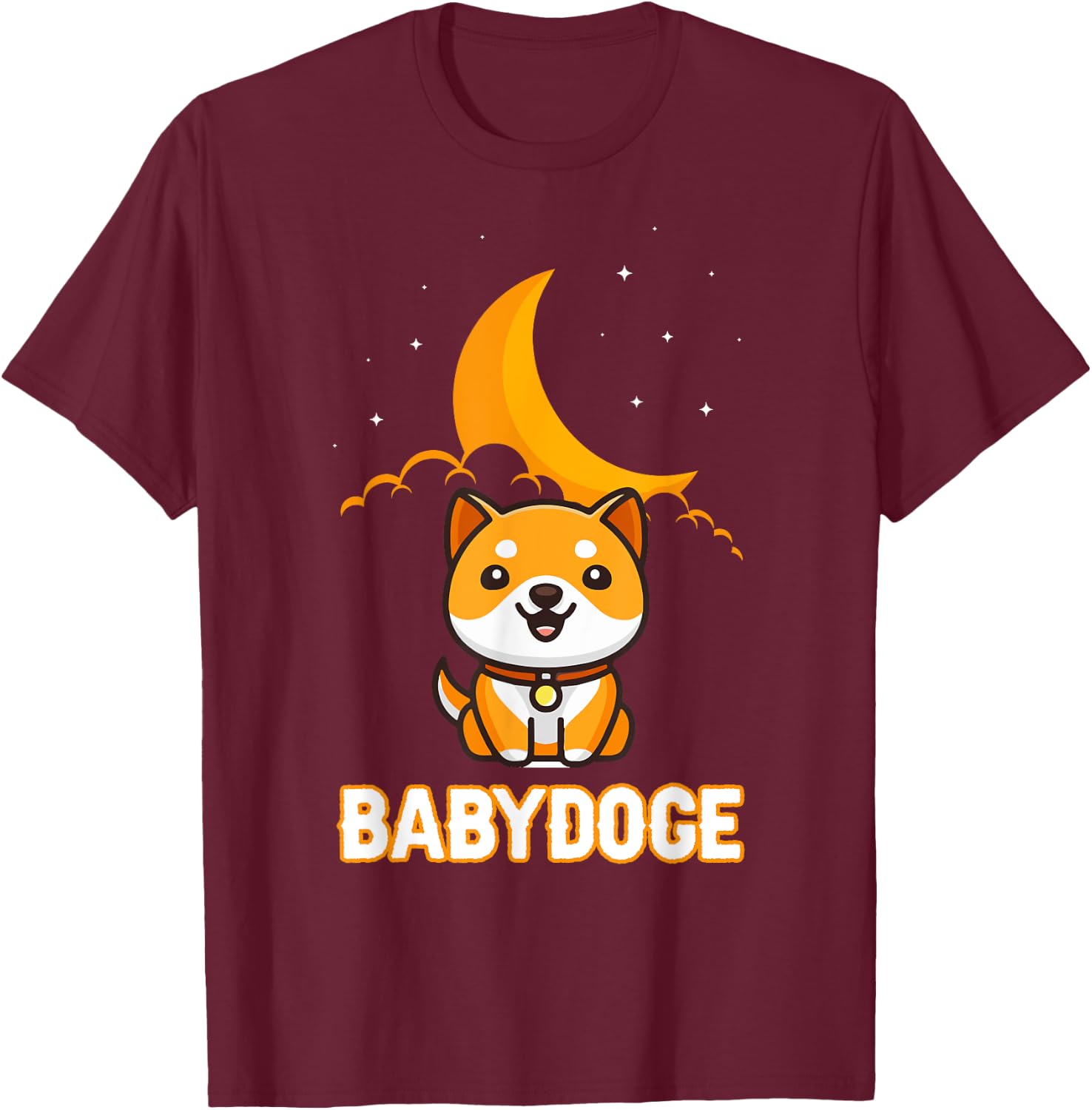 Baby Doge Shirt, Cute Crypto Dogecoin Baby Shiba Coin Moon T-Shirt - T-Shirt | Maroon