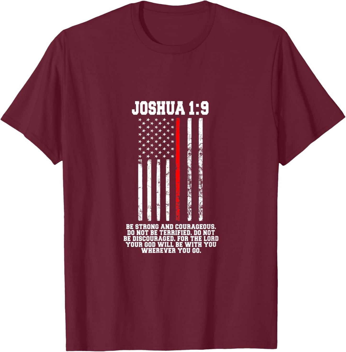 Thin Red Line Firefighter Bible Verse Christian T-Shirt - T-Shirt | Maroon