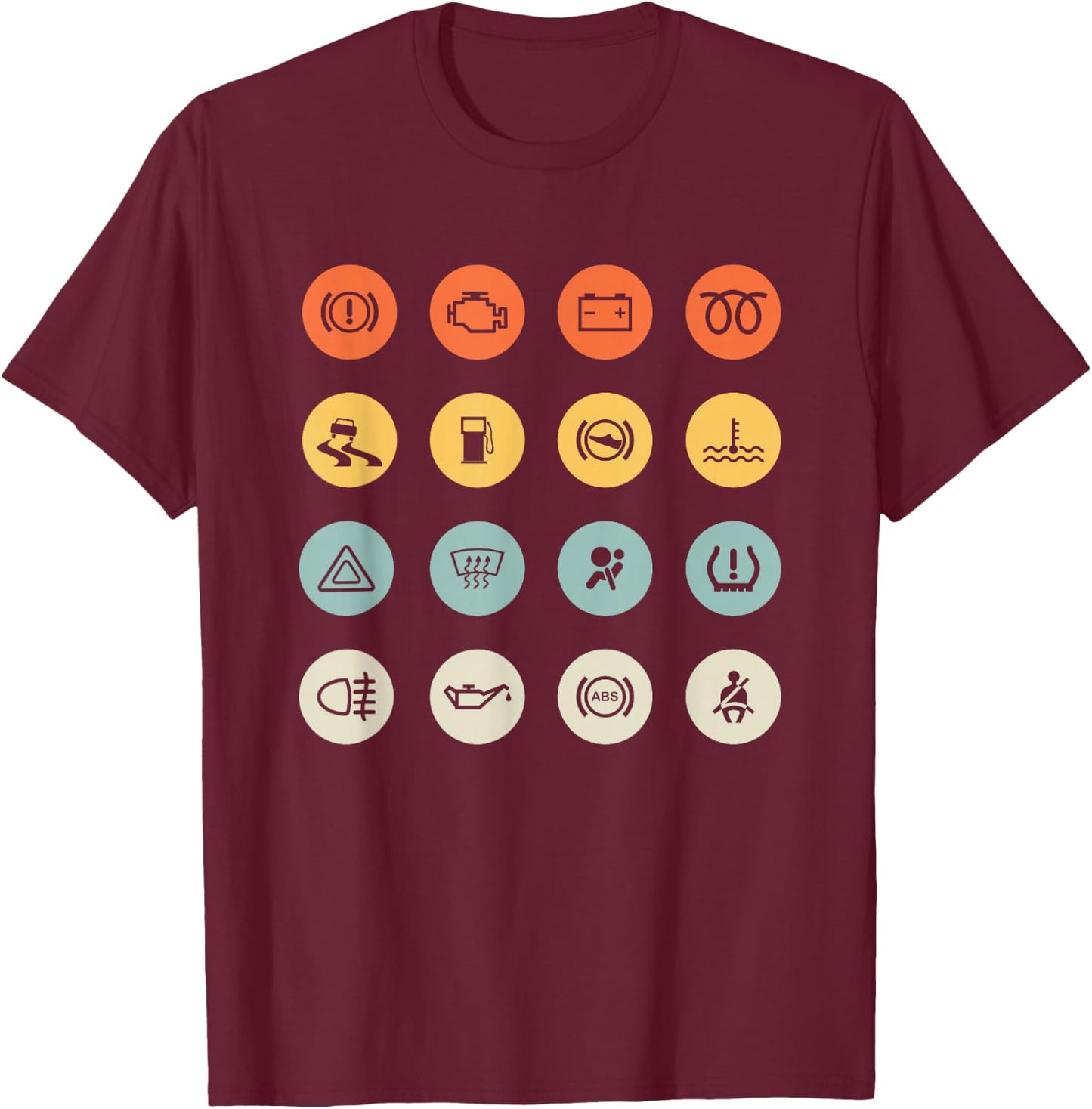 Auto Dashboard Warning Icons Auto Mechanic Car Lover T-Shirt - T-Shirt | Maroon
