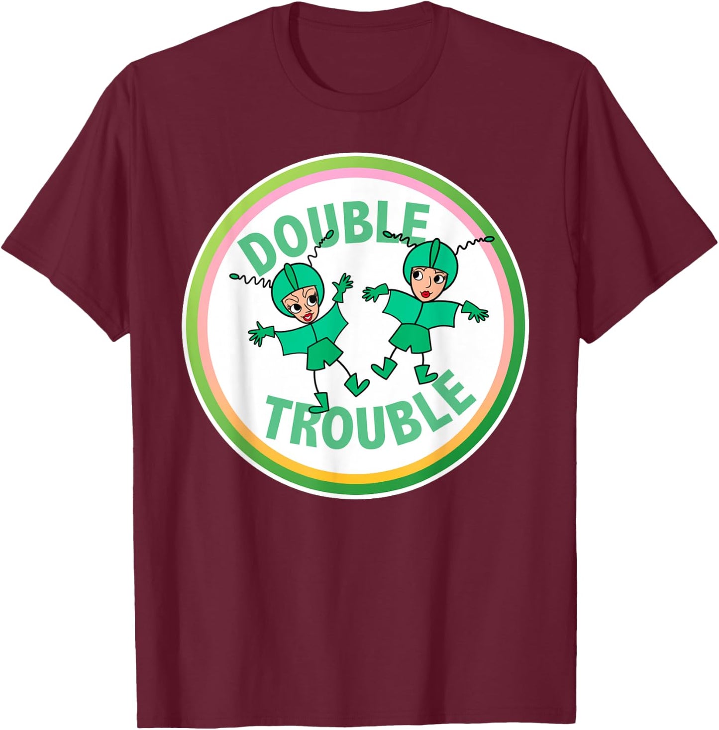 Classic TV Shirts Women's Lucy and Ethel in Trouble Black Cartoon Modern Small T-Shirt - T-Shirt | Maroon