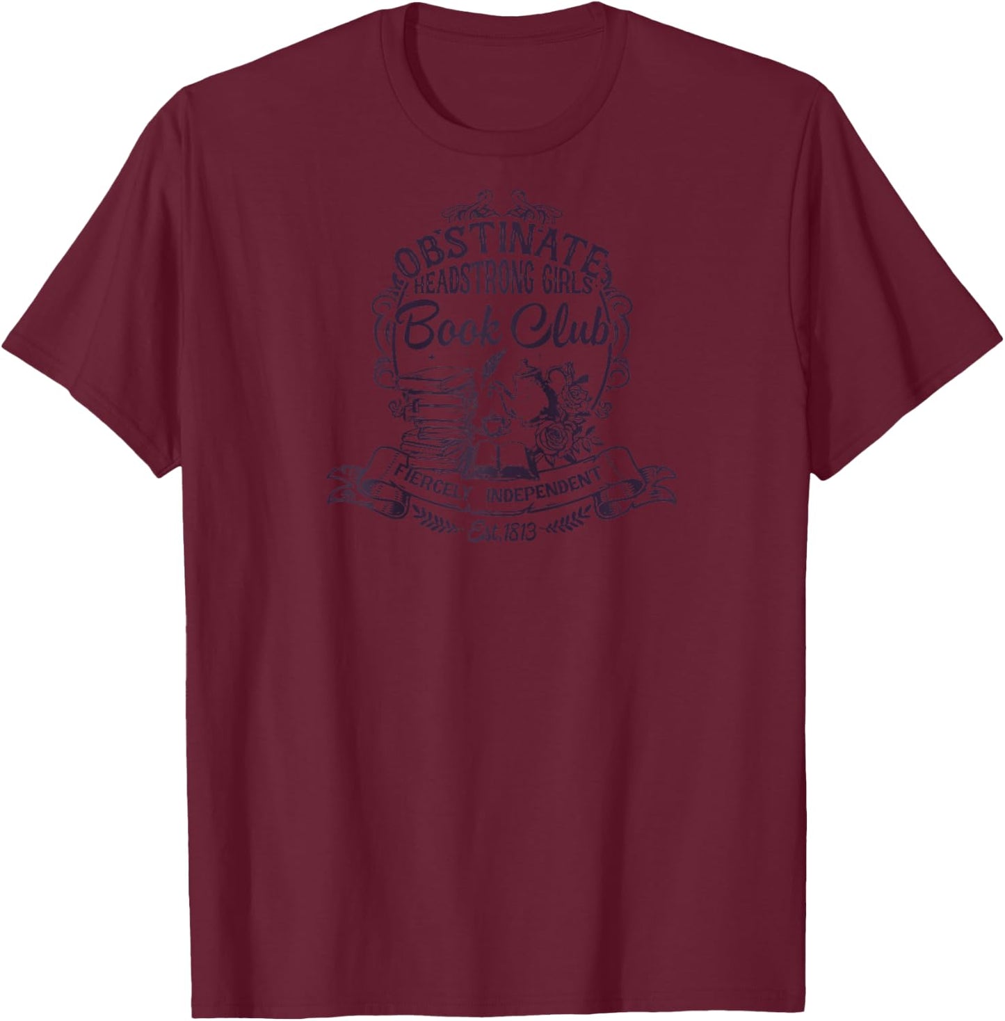 Jane Austen Obstinate Headstrong Girls Book Club Raglan Baseball T-Shirt - T-Shirt | Maroon