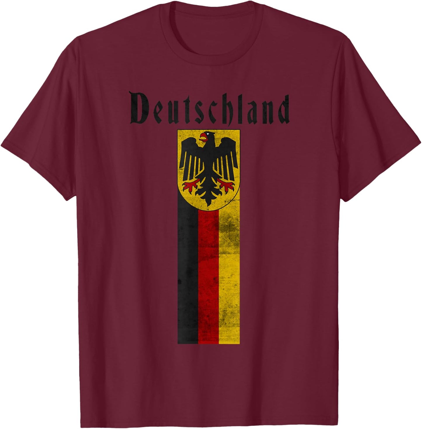 Deutschland German Vintage Flag Banner Coat of Arms Eagle T-Shirt - T-Shirt | Maroon