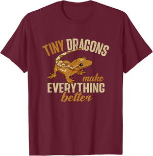 Crested Gecko, Tiny Dragons Make Everything Better T-Shirt - T-Shirt | Maroon
