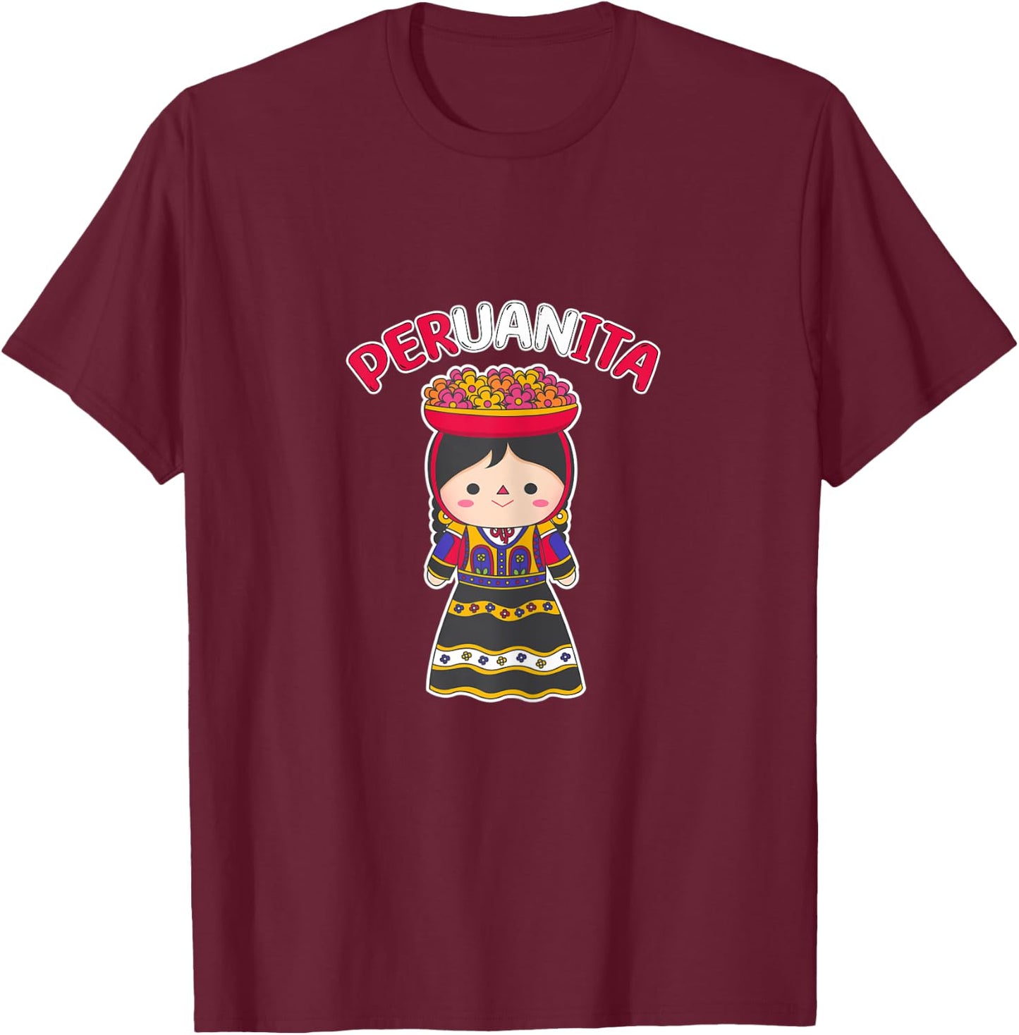 Peruanita. Cute Peruvian T-Shirt - T-Shirt | Maroon