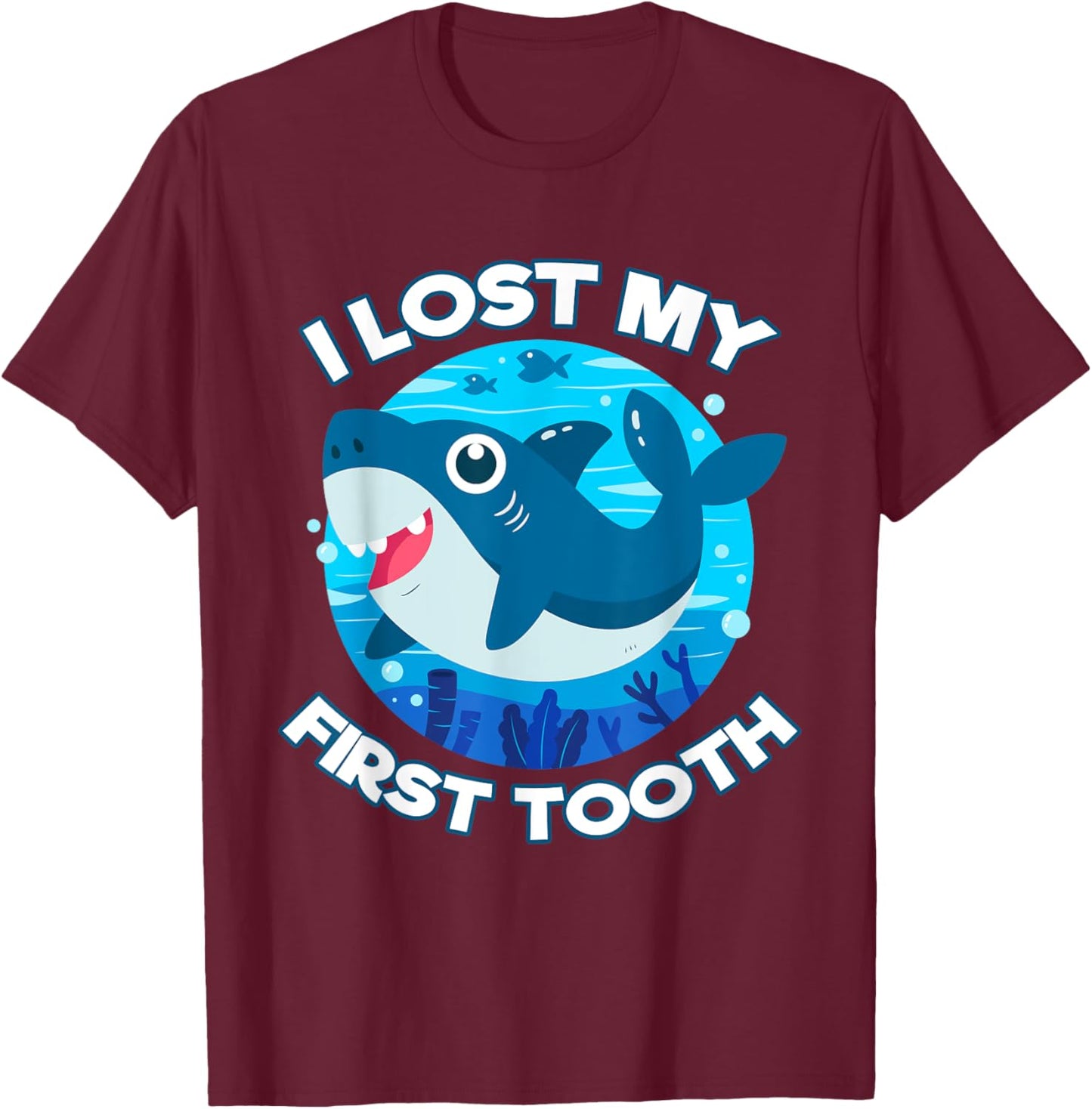 I Lost My First Tooth Wiggly Teeth Shark Smile Tooth Gifts T-Shirt - T-Shirt | Maroon