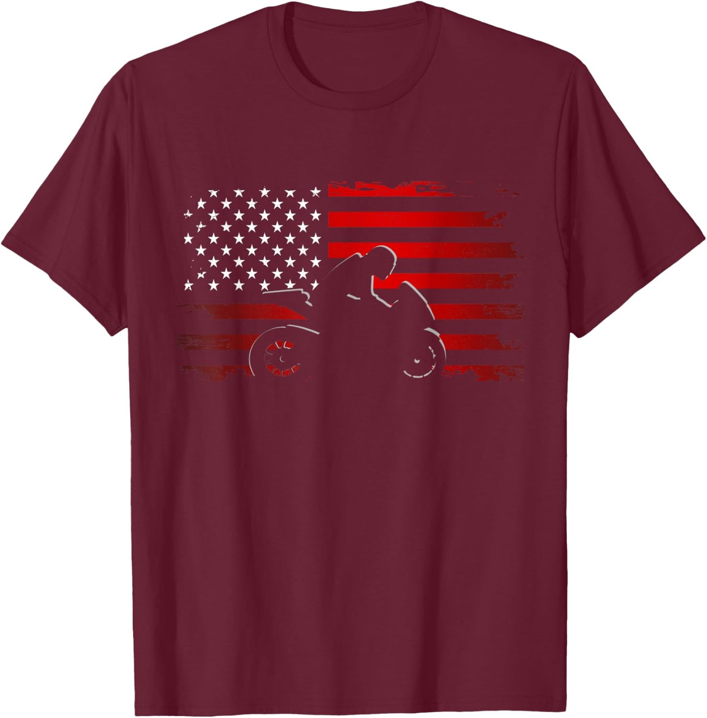 American Flag Motorcycle Apparel - Motorcycle Women Kids Men T-Shirt - T-Shirt | Maroon