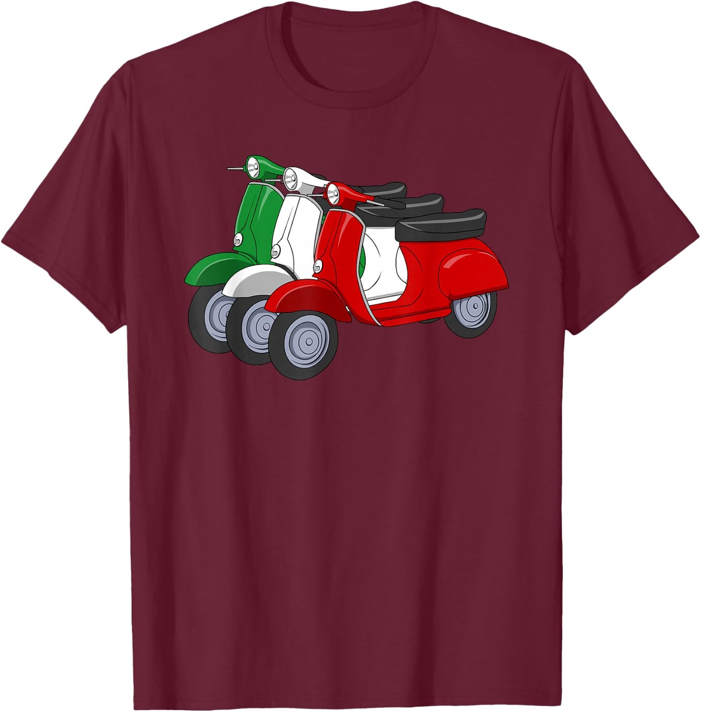Italy Scooter Moped Flag Italian Flag T-Shirt - T-Shirt | Maroon