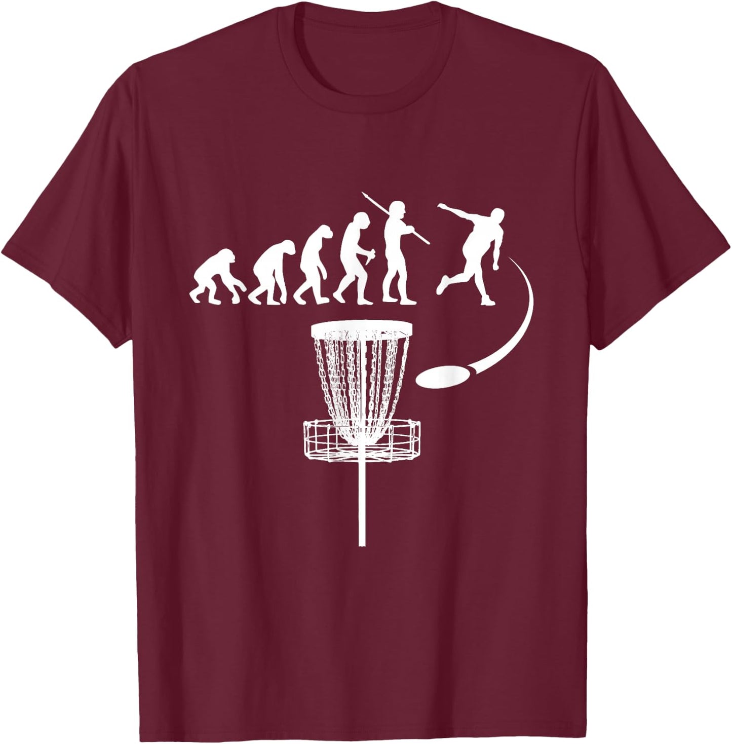 Funny Disc Golf Player Clothes Evolution Humor Men Women T-Shirt - T-Shirt | Maroon